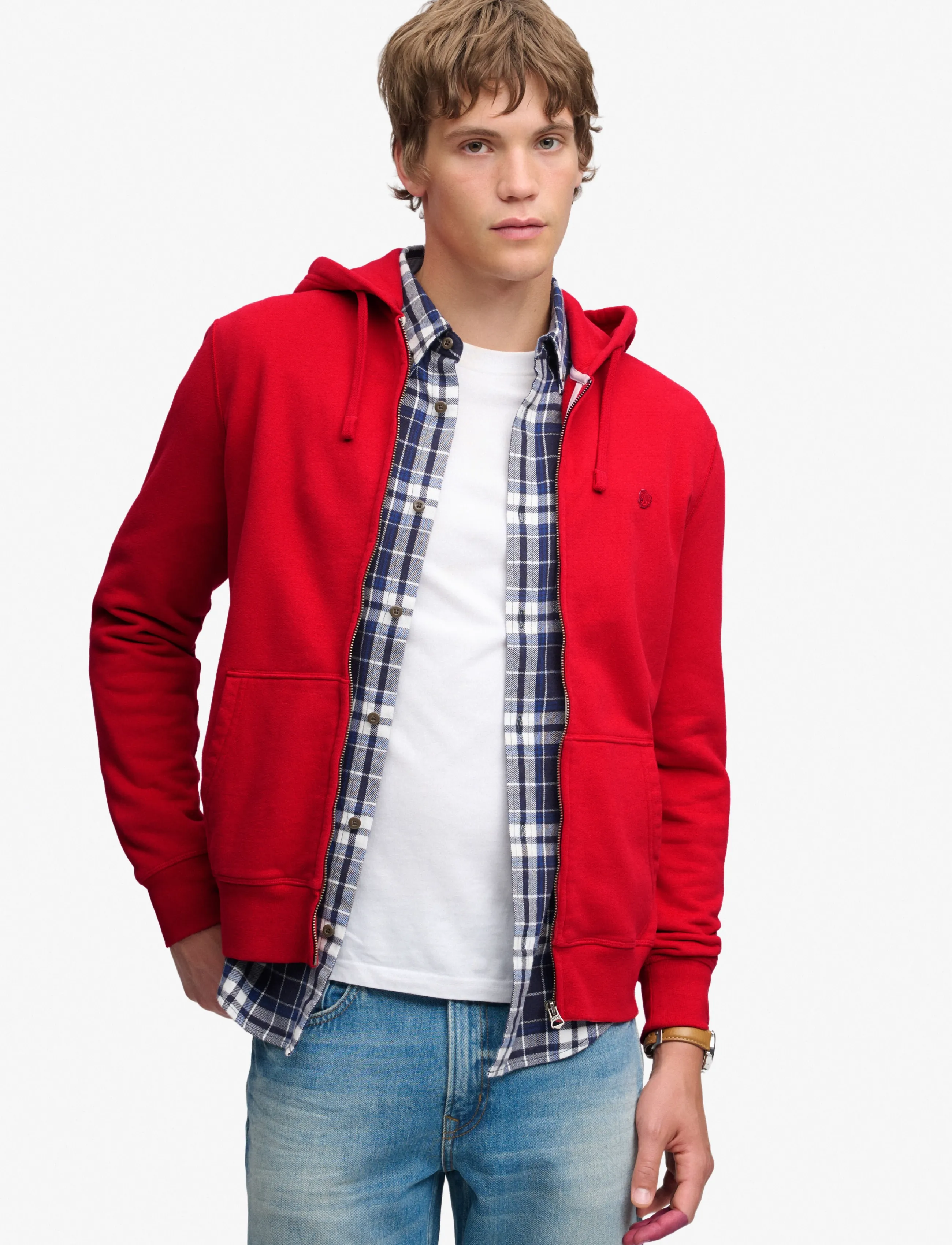 Superdry ESSENTIAL SDCO LOGO ZIPHOOD - Kapuutsiga pusad - BASE RED / red