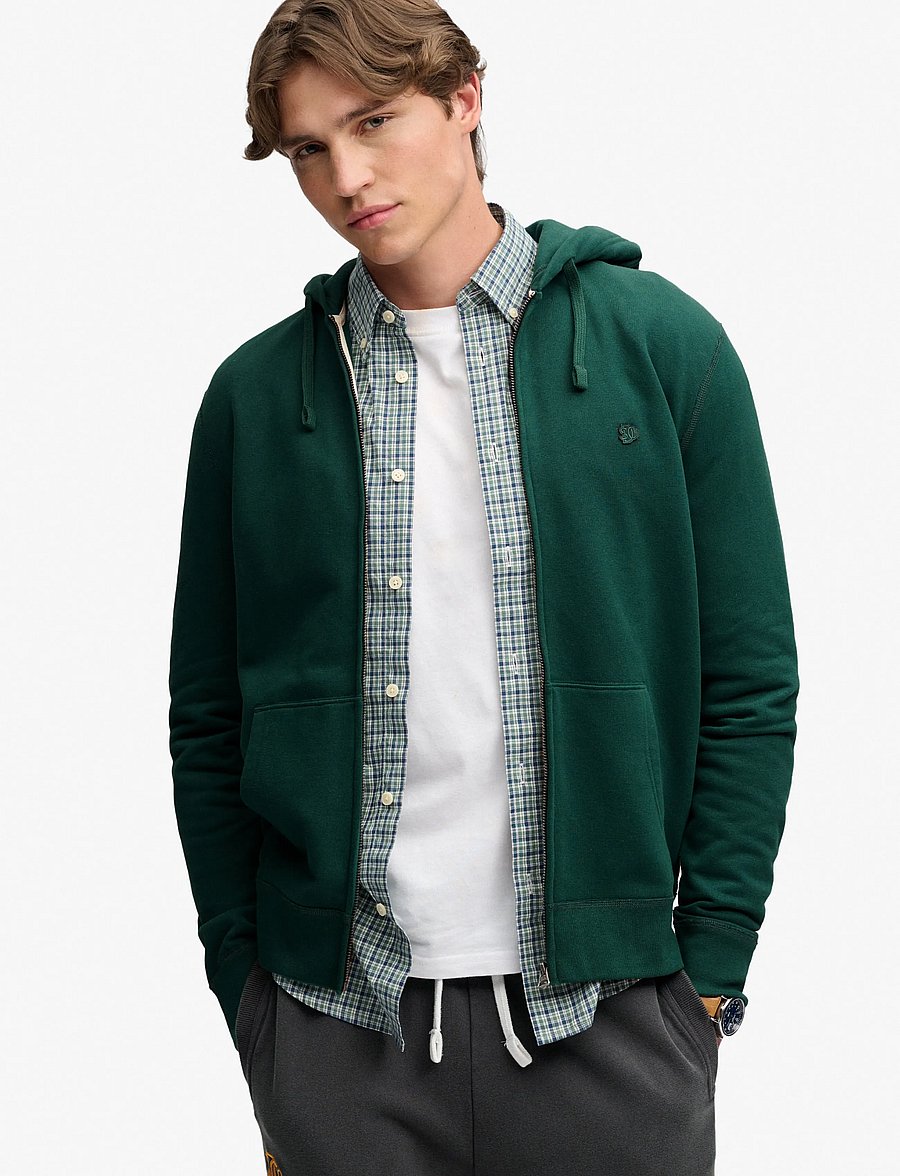 Superdry - ESSENTIAL SDCO LOGO ZIPHOOD - hættetrøjer - varsity green - 0