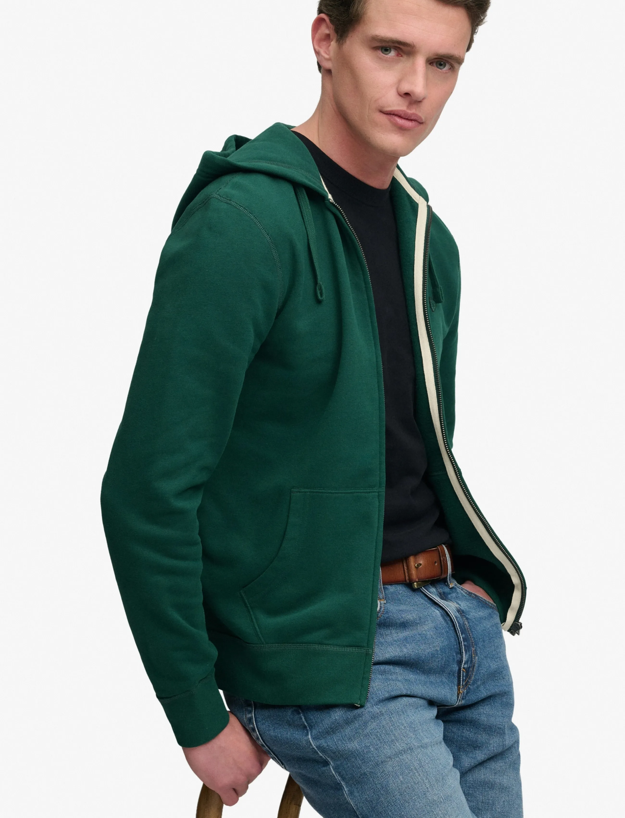 Superdry - ESSENTIAL SDCO LOGO ZIPHOOD - hættetrøjer - varsity green - 4