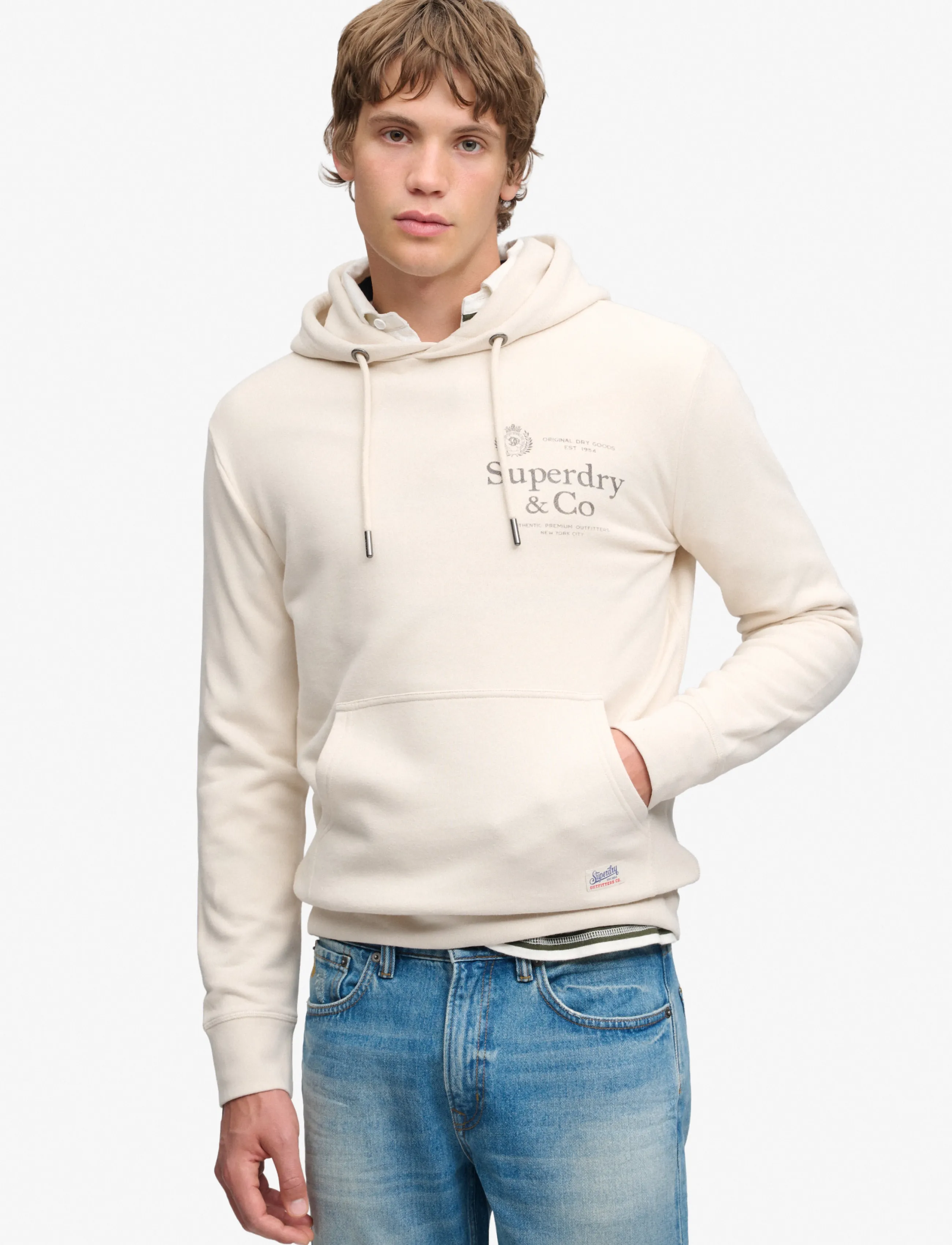 Superdry 1954 Company Relaxed Hood, L, Sweatshirts & Hoodies, Creme - Männerswear