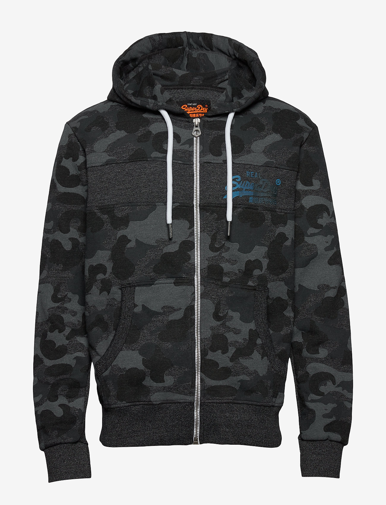 Superdry - VINTAGE LOGO CAMO PANEL ZIPHOOD - black grit - 0