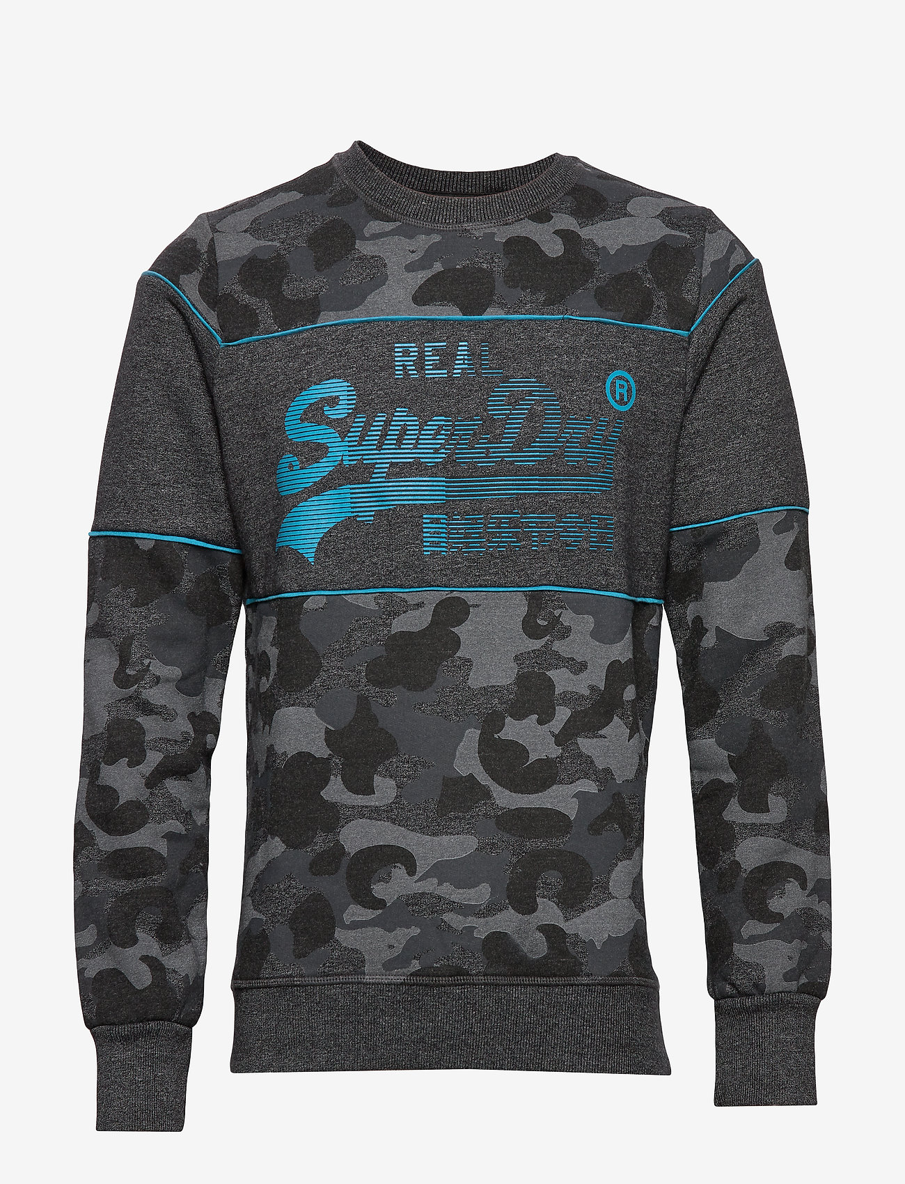 Superdry - VINTAGE LOGO CAMO PANEL CREW - black grit - 0