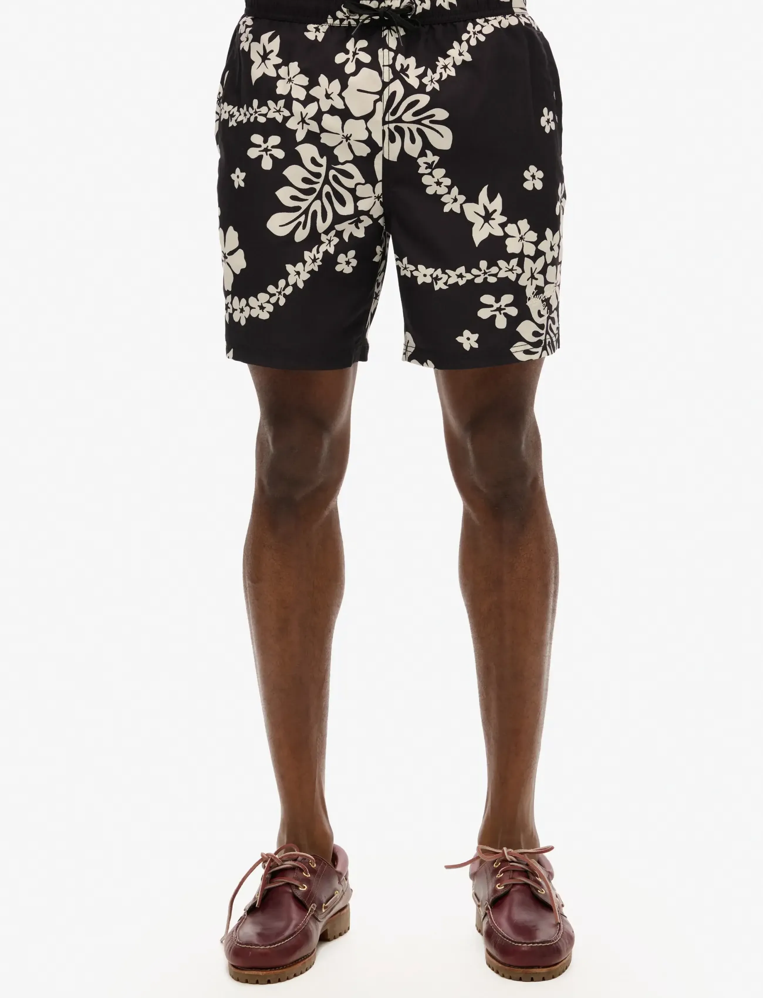 Superdry HAWAIIAN PRINT 17 SWIM SHORT - Badetøy - SURF SCHOOL BLACK / black