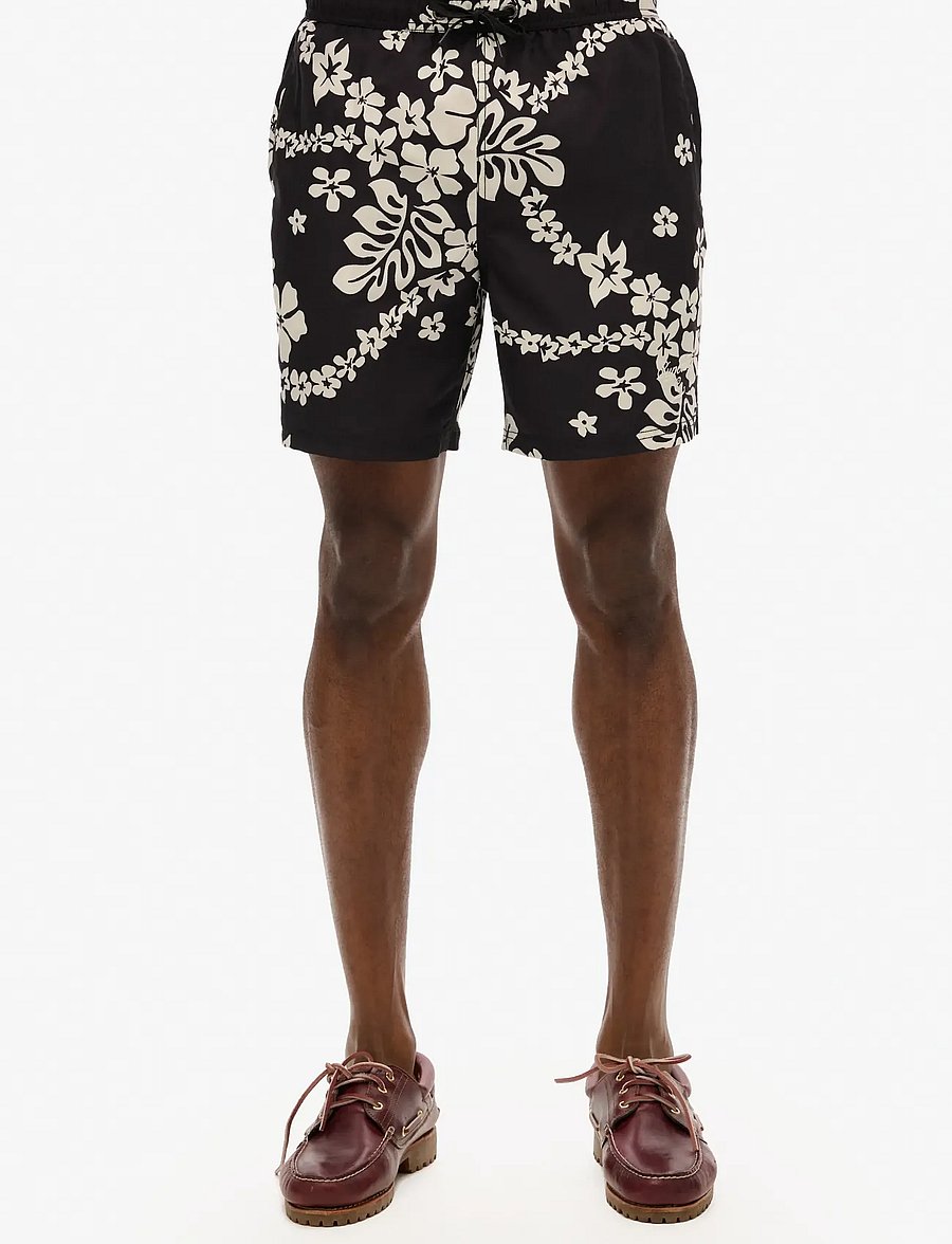 Superdry - HAWAIIAN PRINT 17 SWIM SHORT - badeshorts - surf school black - 0
