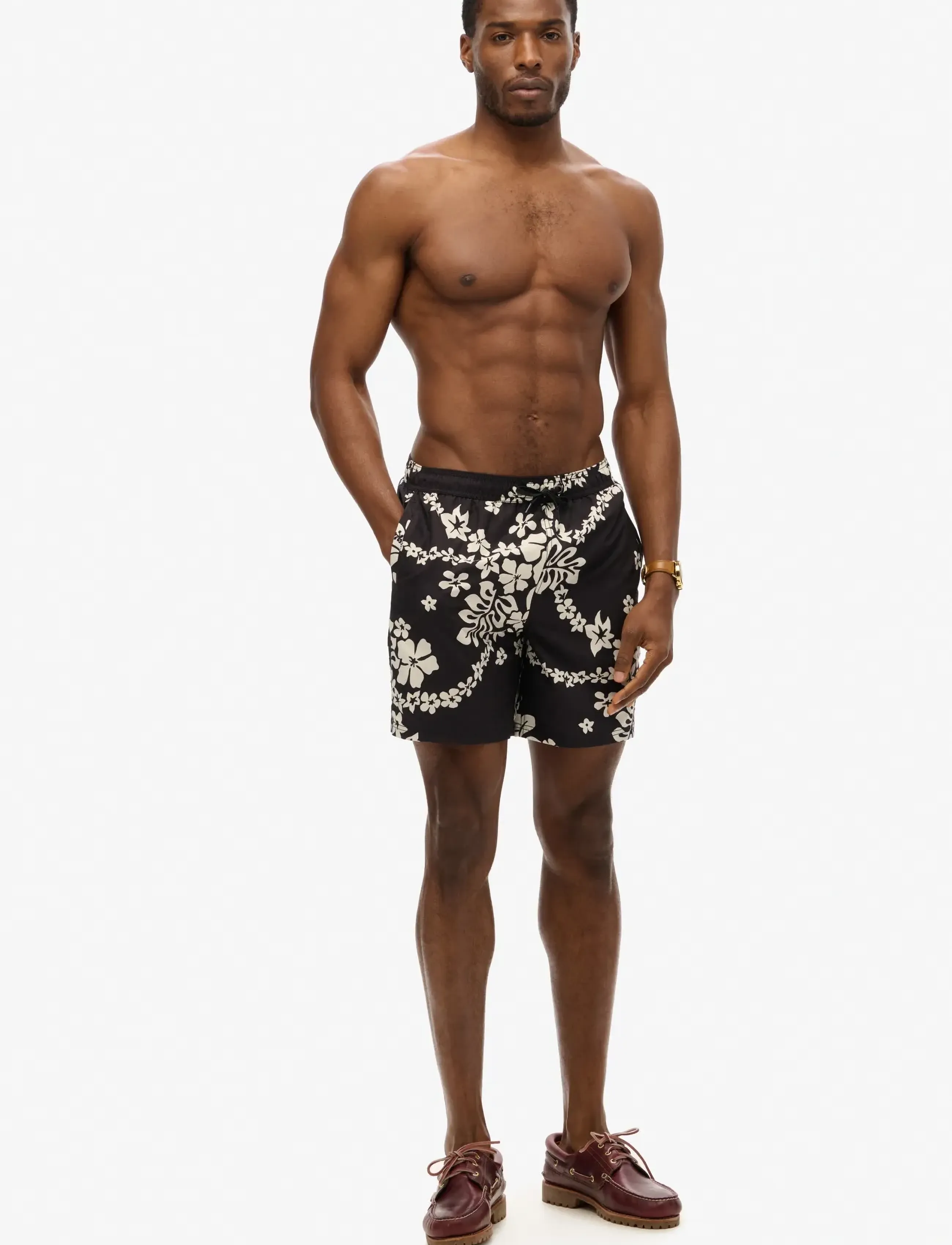 Superdry - HAWAIIAN PRINT 17 SWIM SHORT - badeshorts - surf school black - 3
