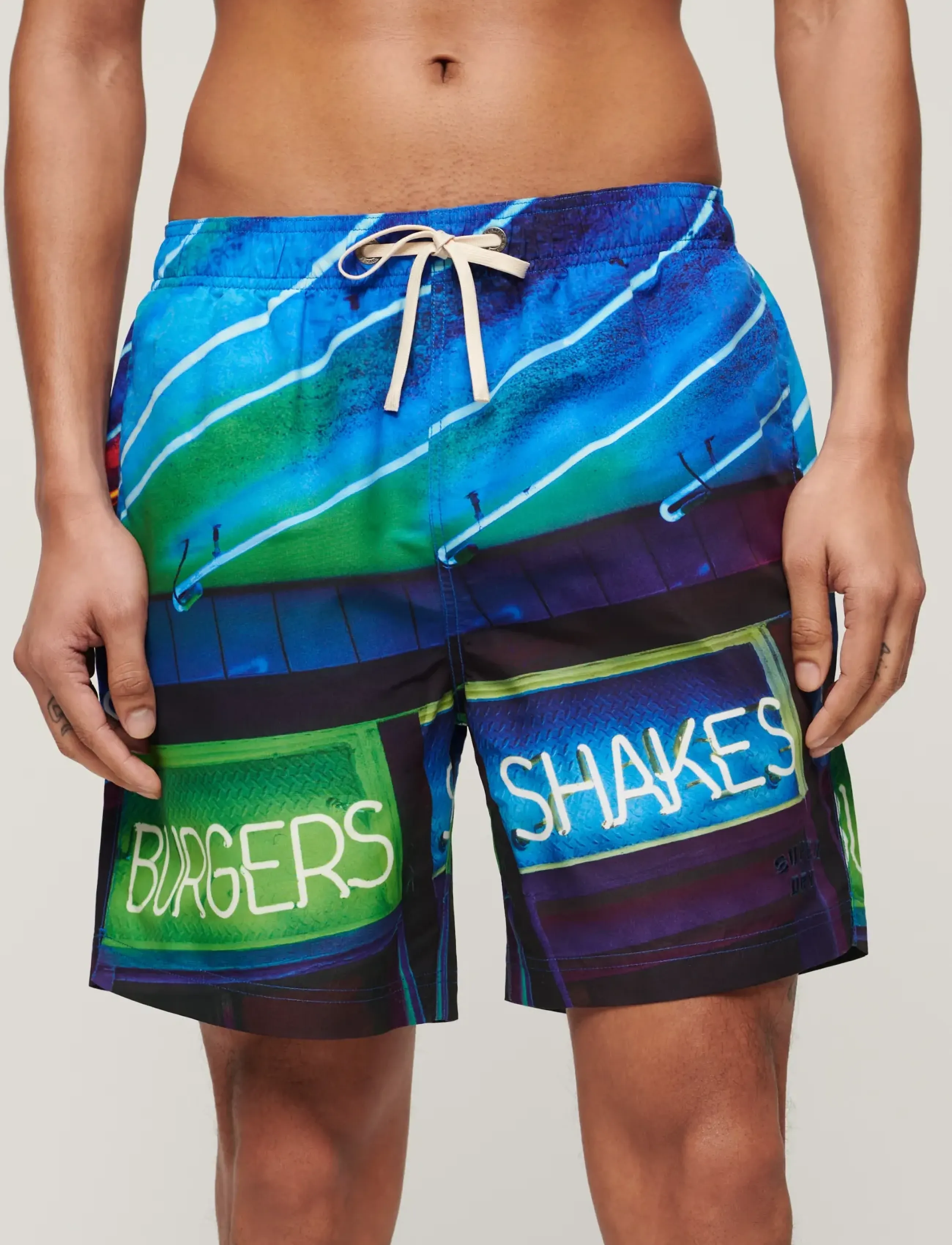 Superdry PHOTOGRAPHIC 17 SWIM SHORT - Badetøy - NEON NAVY / multi