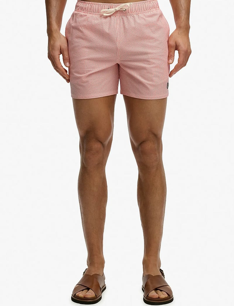 Superdry - SEER SUCKER 15 SWIM SHORT - badehose - sugar coral/white thin stripe - 0