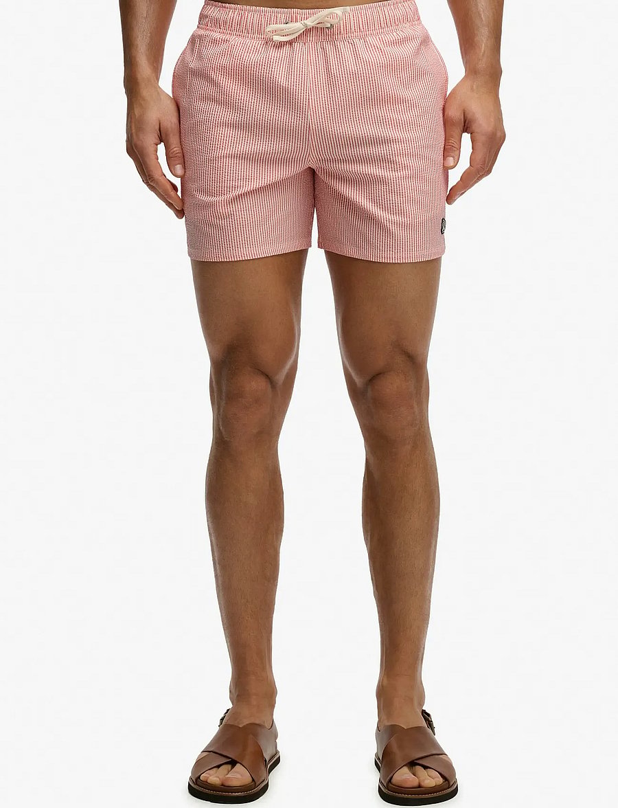 Superdry - SEER SUCKER 15 SWIM SHORT - swim shorts - sugar coral/white thin stripe - 0