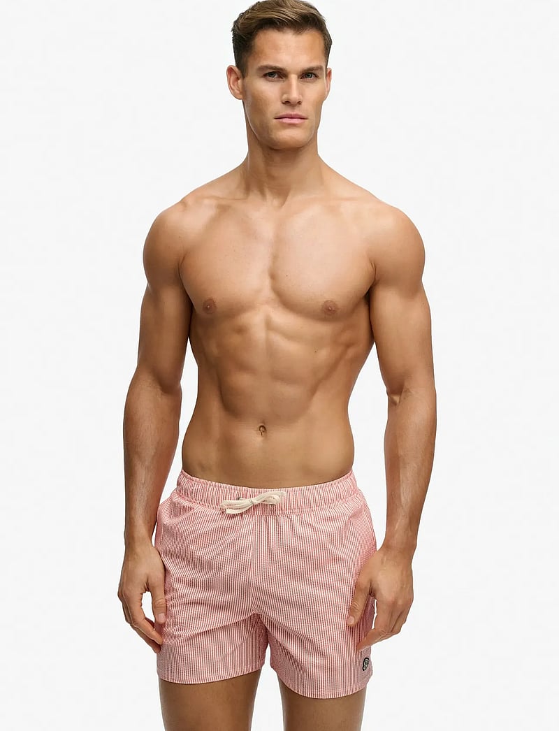 Superdry - SEER SUCKER 15 SWIM SHORT - badehose - sugar coral/white thin stripe - 3