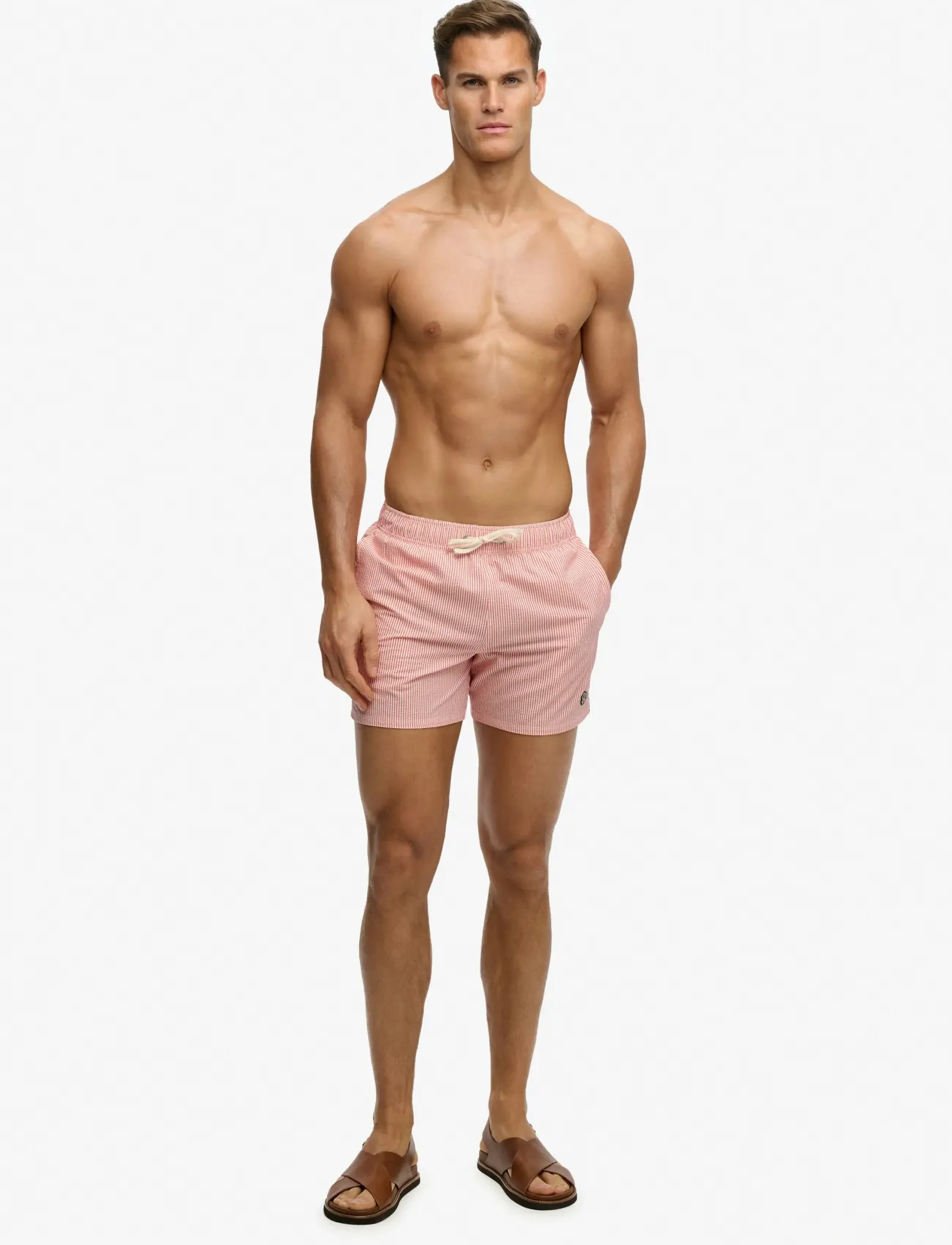 Superdry - SEER SUCKER 15 SWIM SHORT - swim shorts - sugar coral/white thin stripe - 5