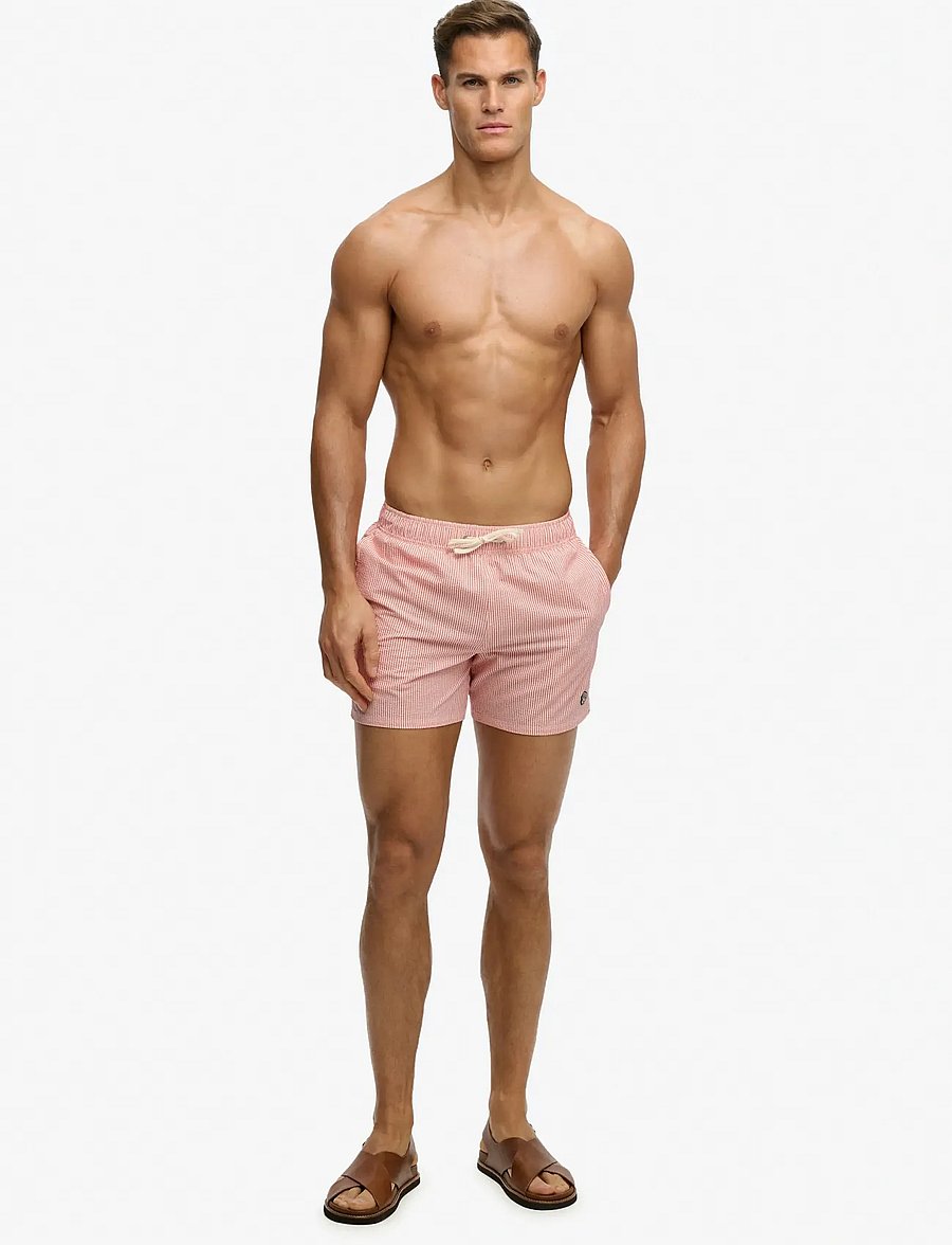 Superdry - SEER SUCKER 15 SWIM SHORT - swim shorts - sugar coral/white thin stripe - 5