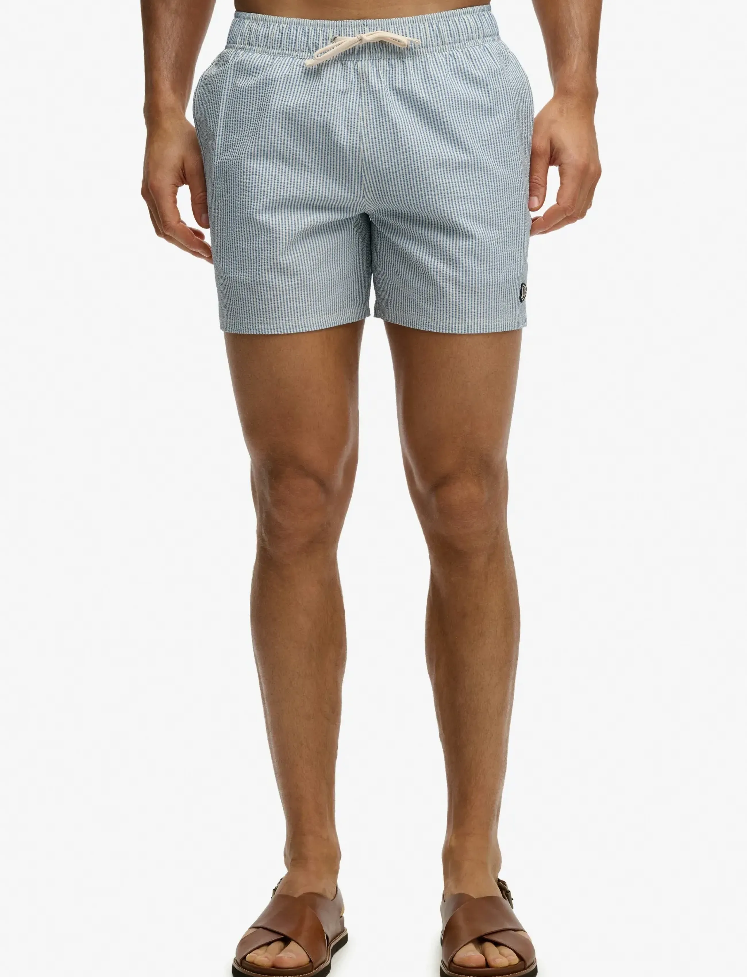 Superdry SEER SUCKER 15 SWIM SHORT - Badshorts - RICE WHITE/ENDLESS SKY STRIPE / multi