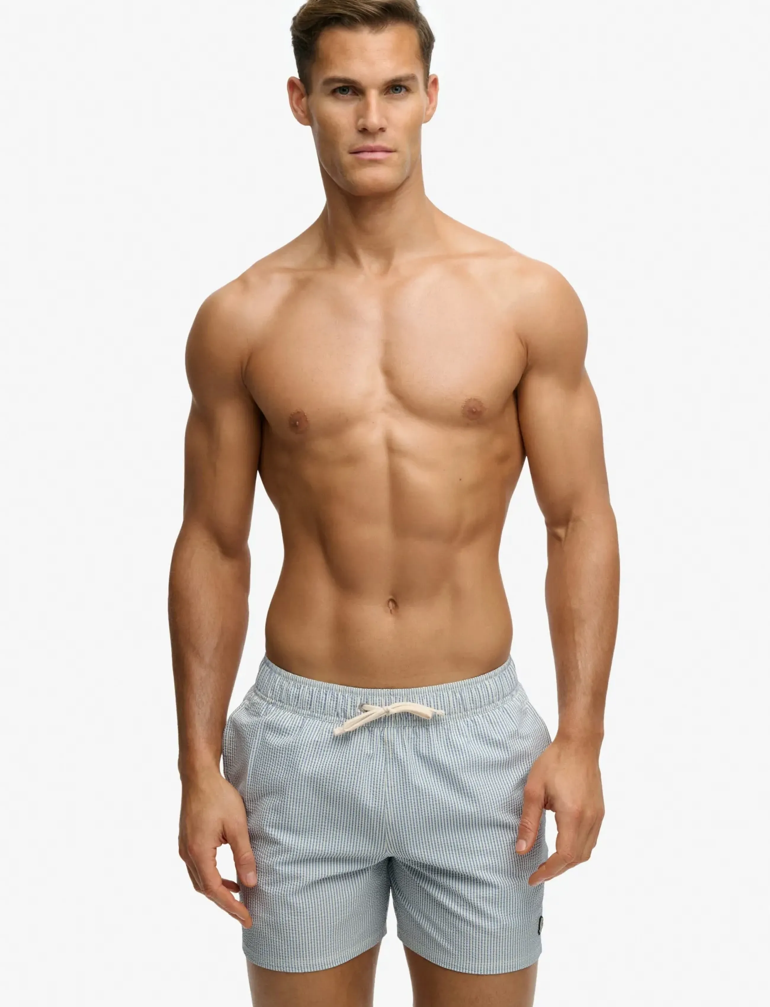 Superdry - SEER SUCKER 15 SWIM SHORT - badeshorts - rice white/endless sky stripe - 2