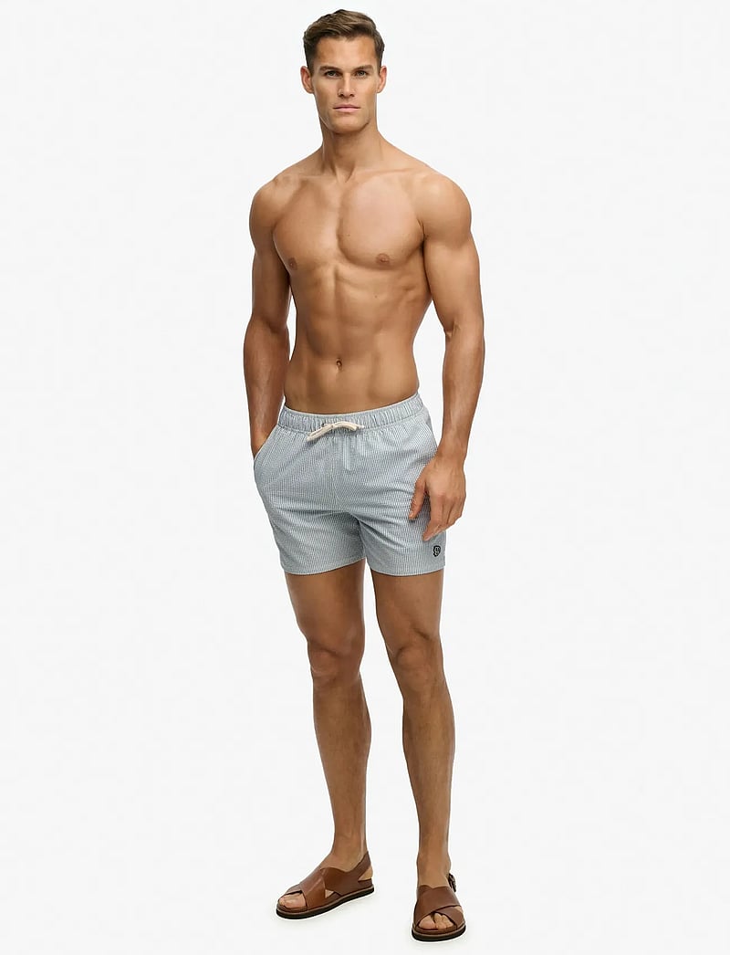 Superdry - SEER SUCKER 15 SWIM SHORT - badehose - rice white/endless sky stripe - 4
