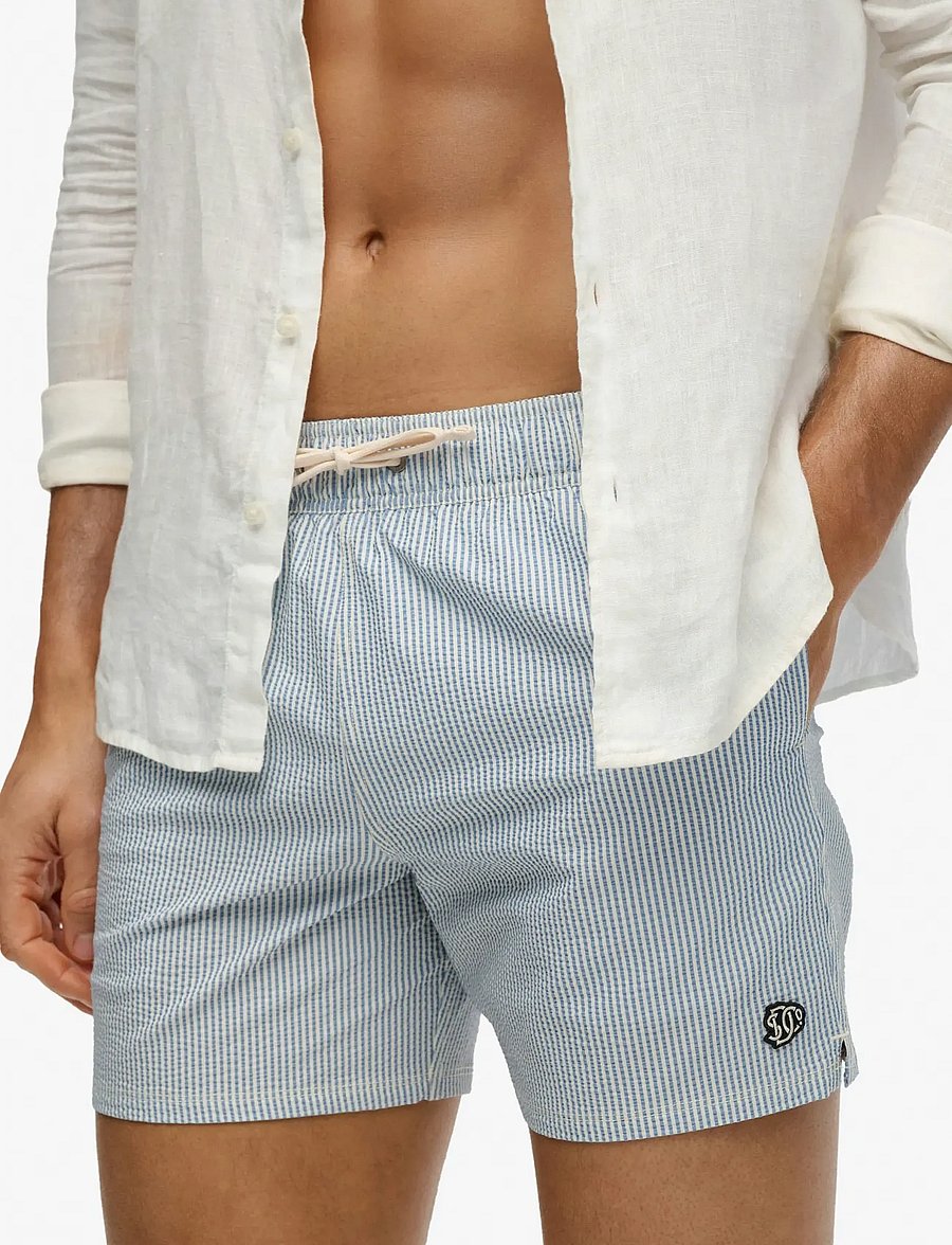 Superdry - SEER SUCKER 15 SWIM SHORT - swim shorts - rice white/endless sky stripe - 5