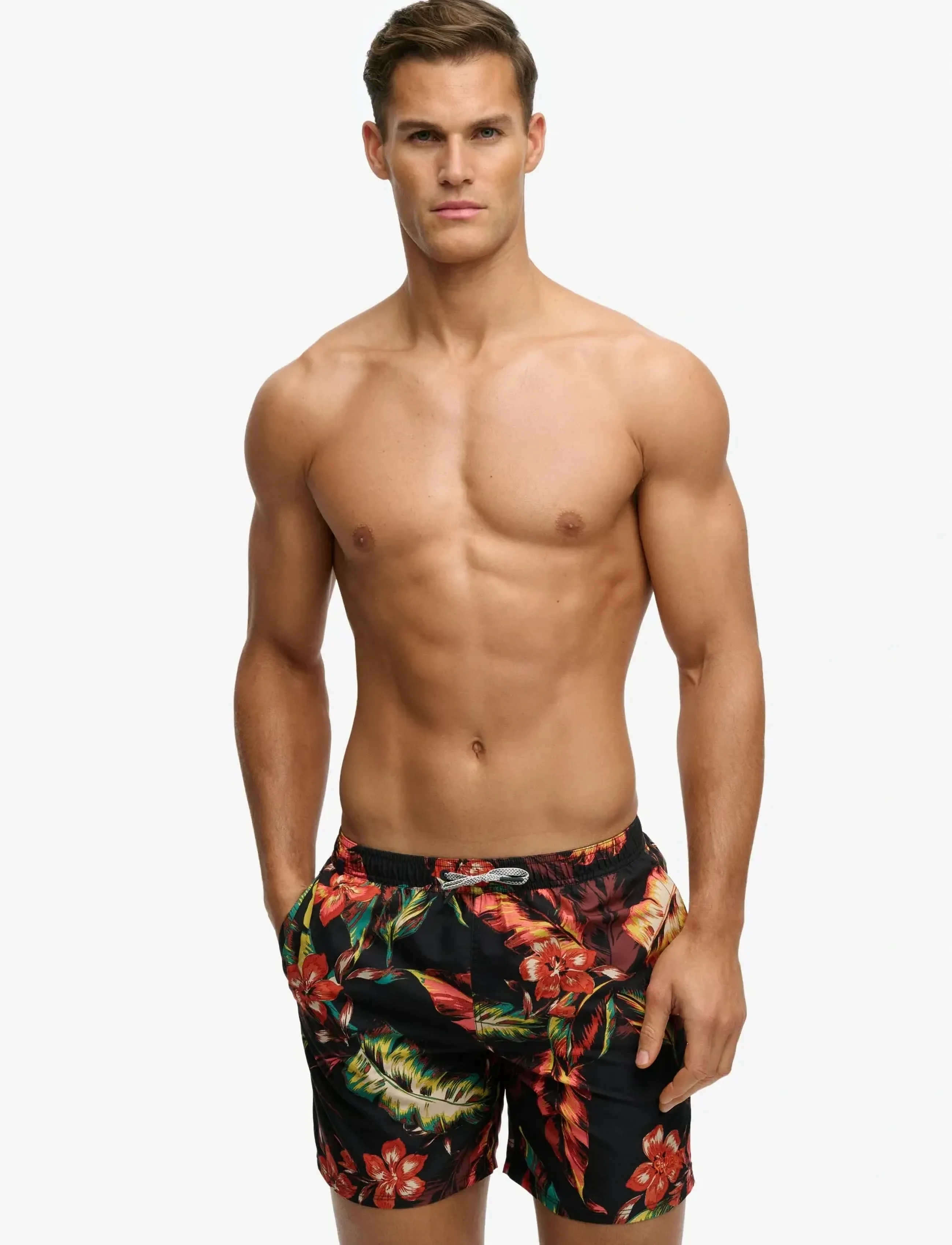 Superdry HAWAIIAN PRINT 16 SWIM SHORT - Badetøy - CUBAN NIGHTS BLACK / black