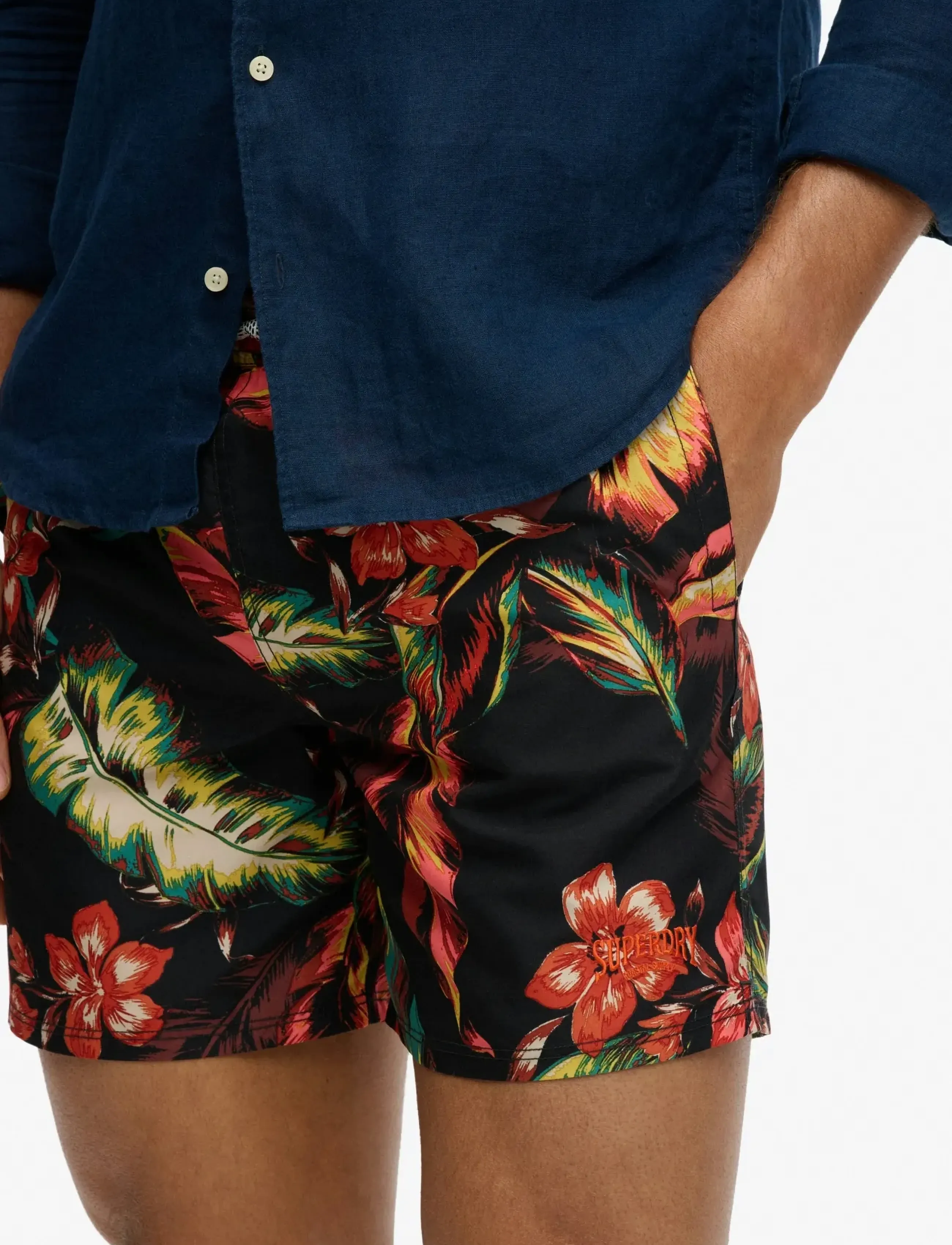 Superdry HAWAIIAN PRINT 16 SWIM SHORT - Streetstyle - CUBAN NIGHTS BLACK / black