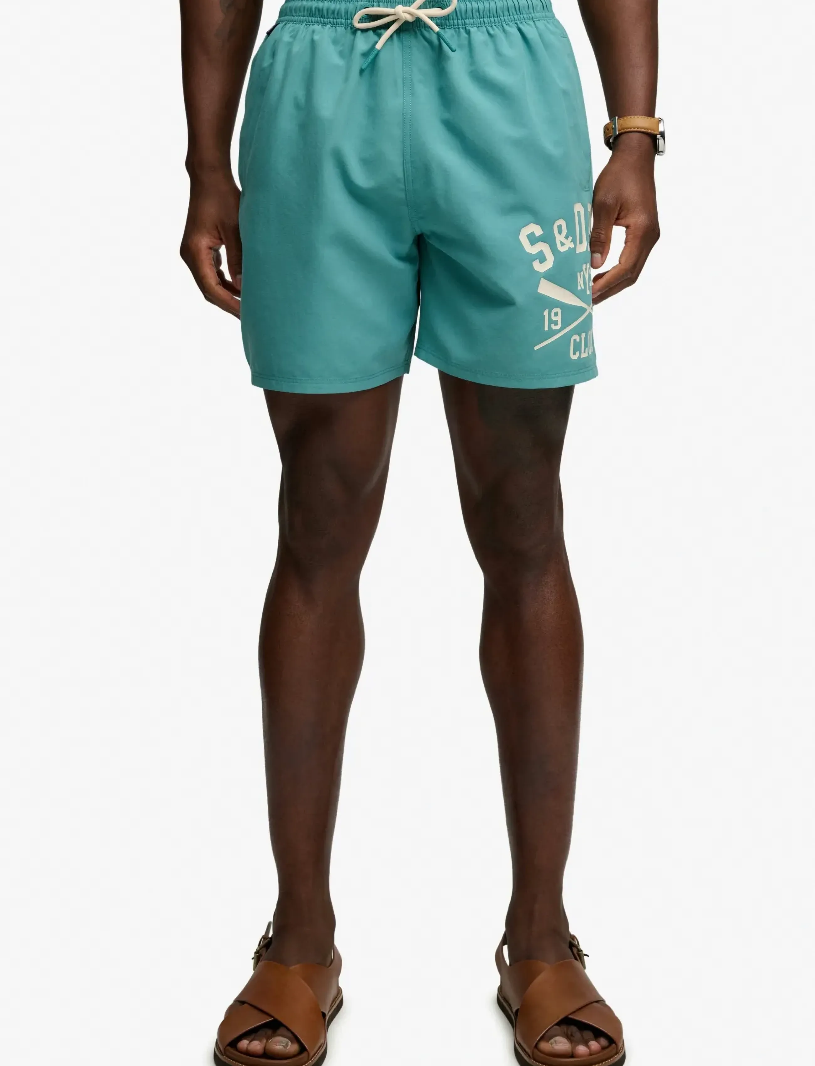 Superdry Printed Logo 16 Swim Short, S, Blue, Badetøj > Shorts, Herre