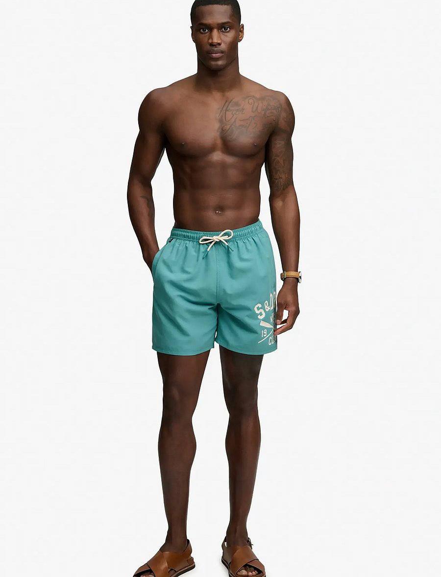 Superdry - PRINTED LOGO 16 SWIM SHORT - badehose - teal - 3