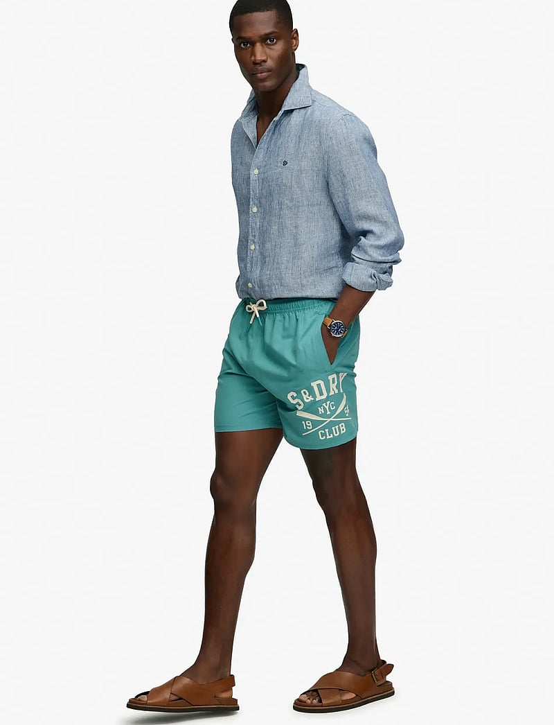 Superdry - PRINTED LOGO 16 SWIM SHORT - badeshorts - teal - 5