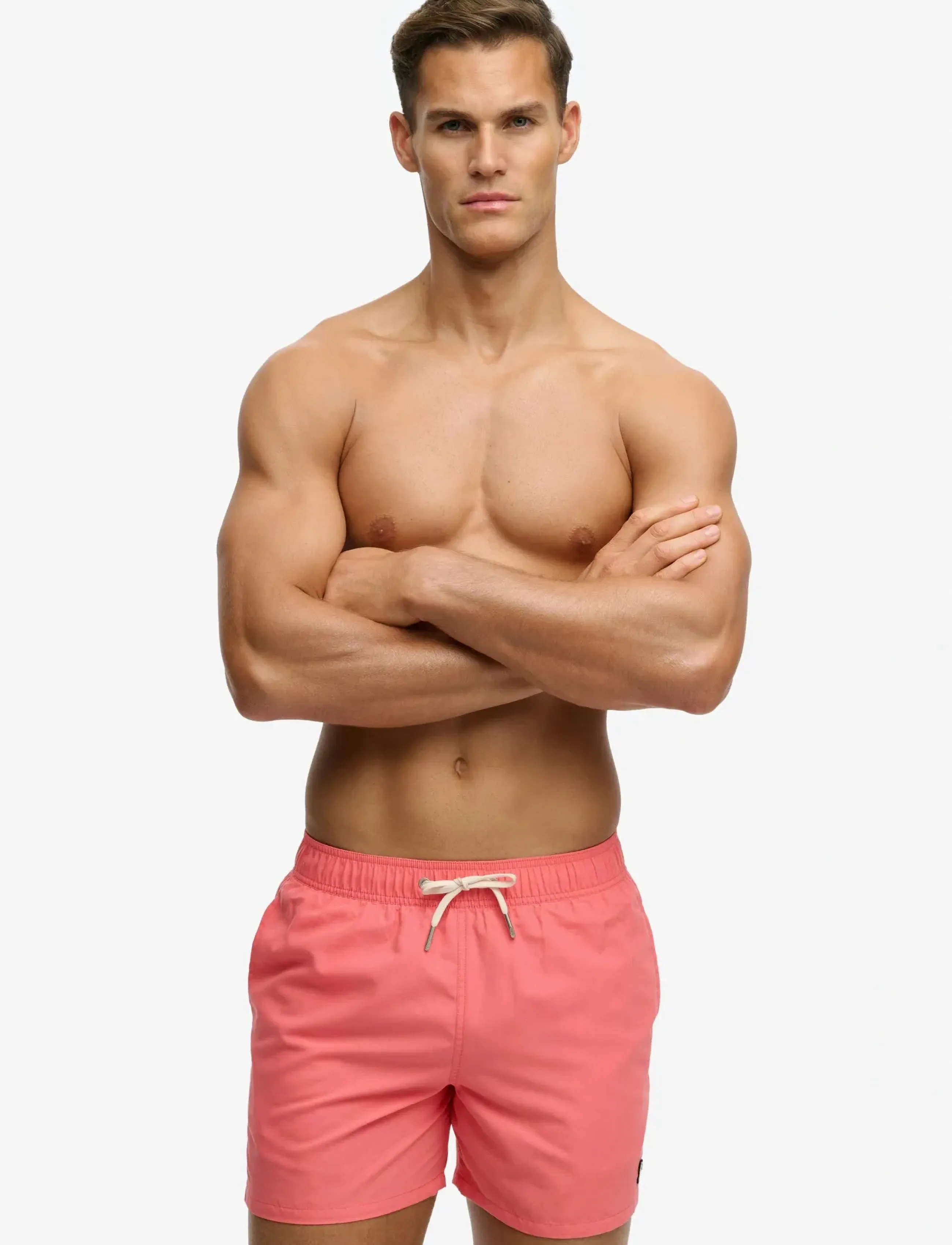 Superdry Embroidered Logo 15 Swim Short, S, Coral, Badetøj > Shorts, Herre