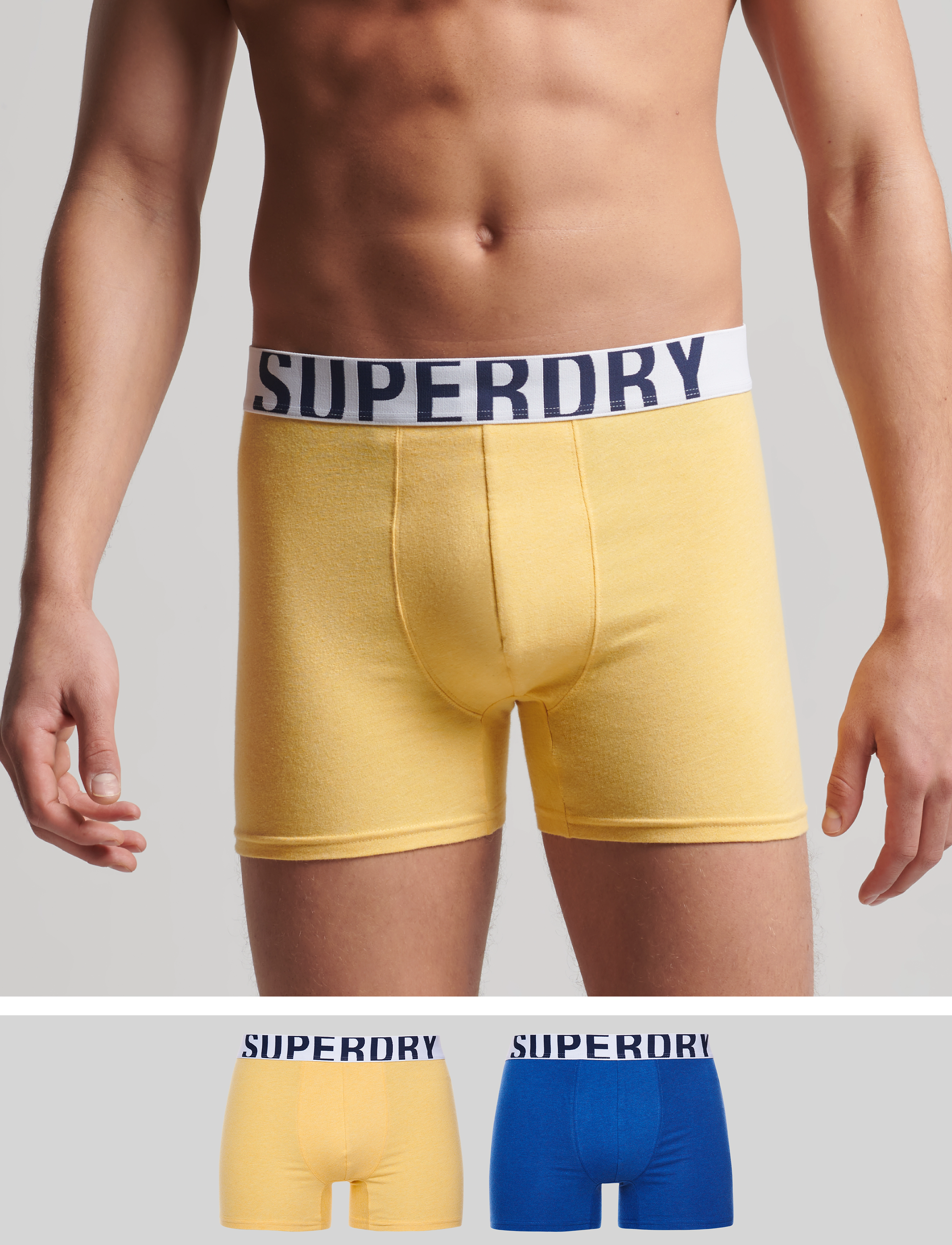 Superdry - BOXER DUAL LOGO DOUBLE PACK - mazarine/nautical yellow - 1