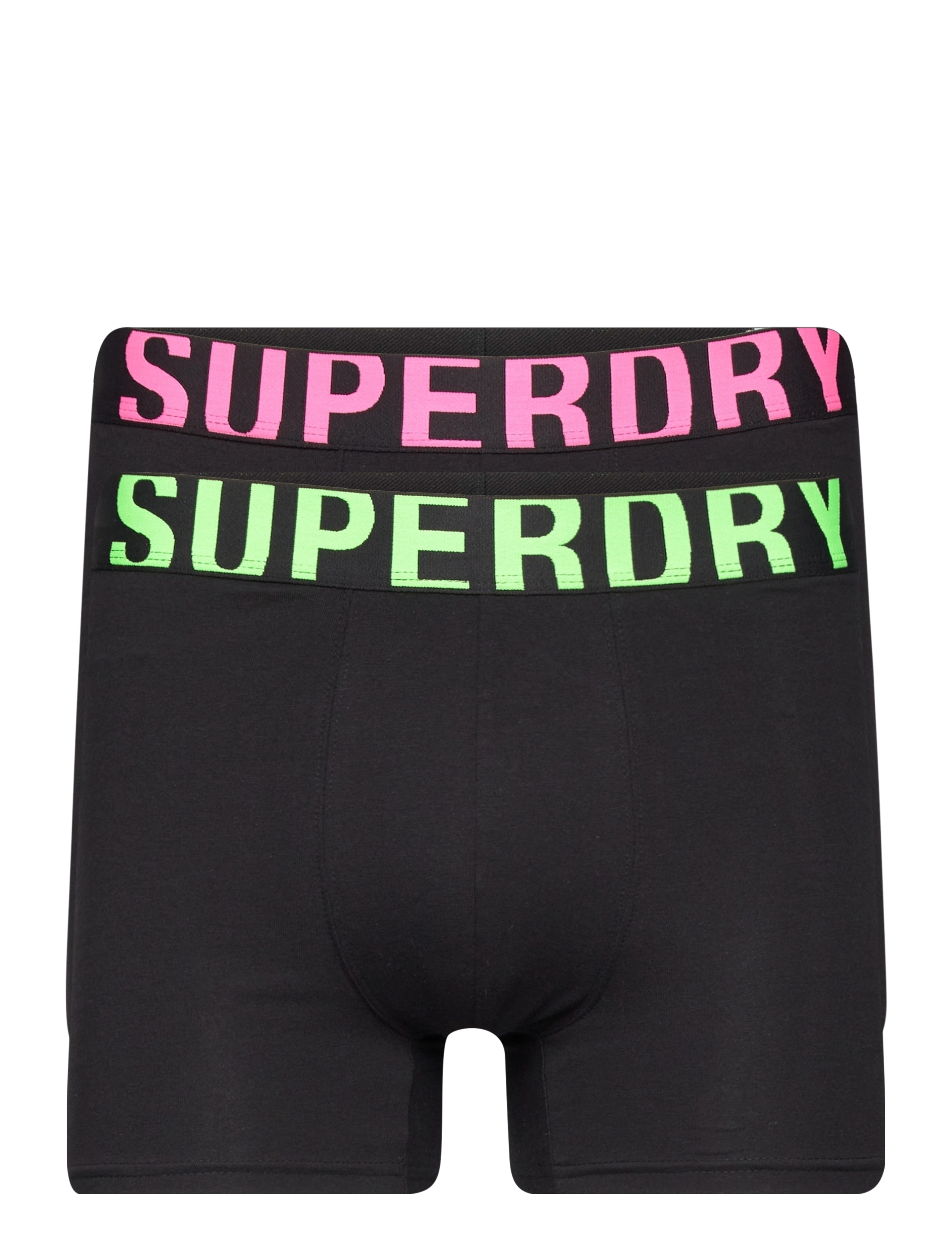 BOXER DUAL LOGO DOUBLE PACK - BLACK/BLACK FLURO