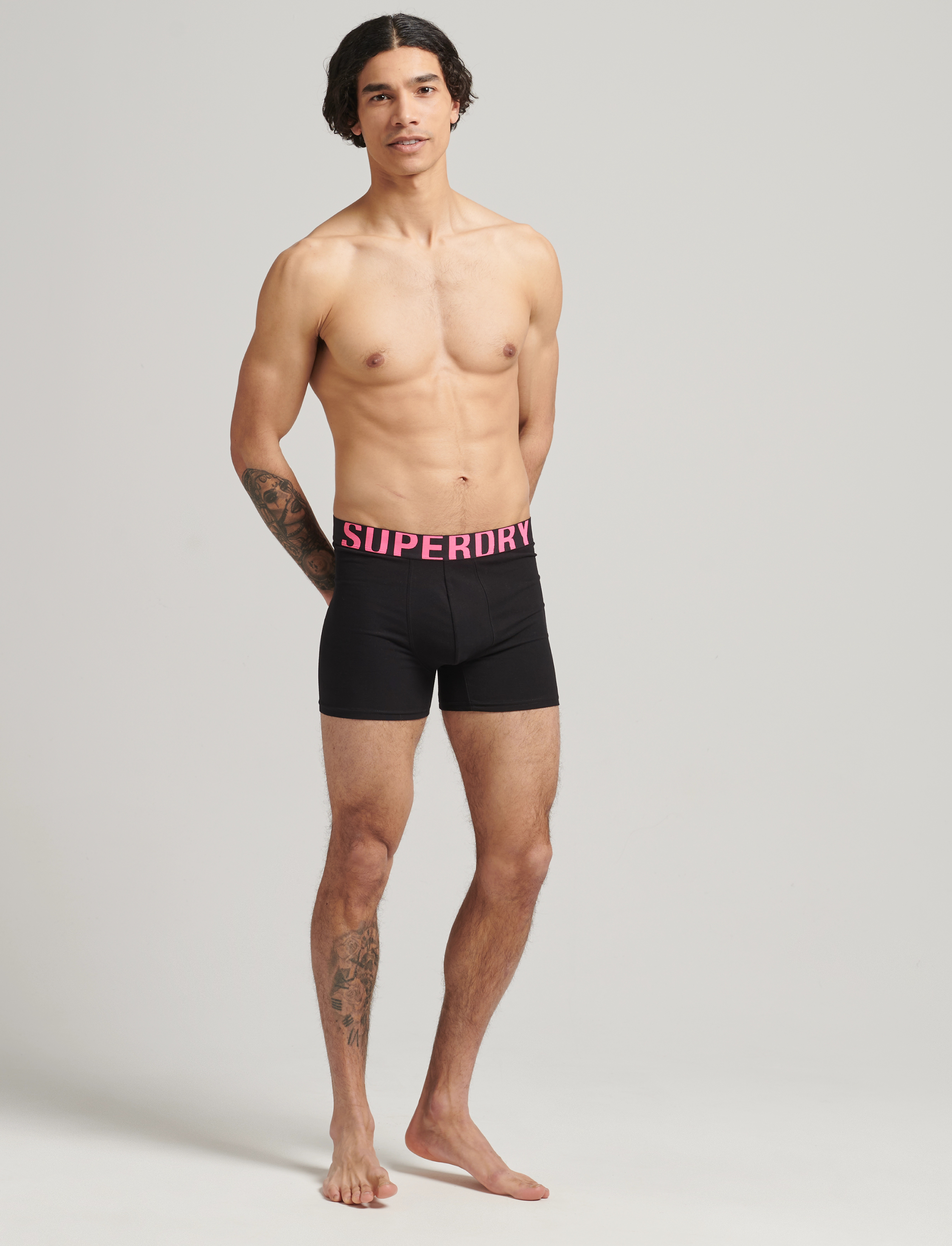 Superdry - BOXER DUAL LOGO DOUBLE PACK - black/black fluro - 2