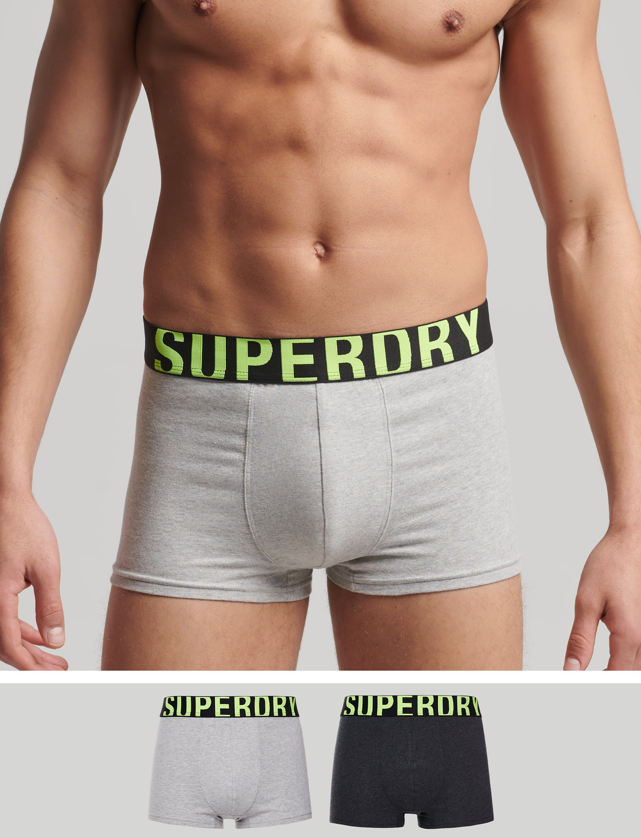 Superdry - TRUNK DUAL LOGO DOUBLE PACK - laveste priser - charcoal/grey fluro - 1
