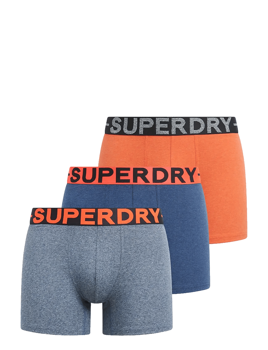 Superdry - BOXER TRIPLE PACK - majtki w wielopaku - dark indigo blue marl/bright orange marl - 1