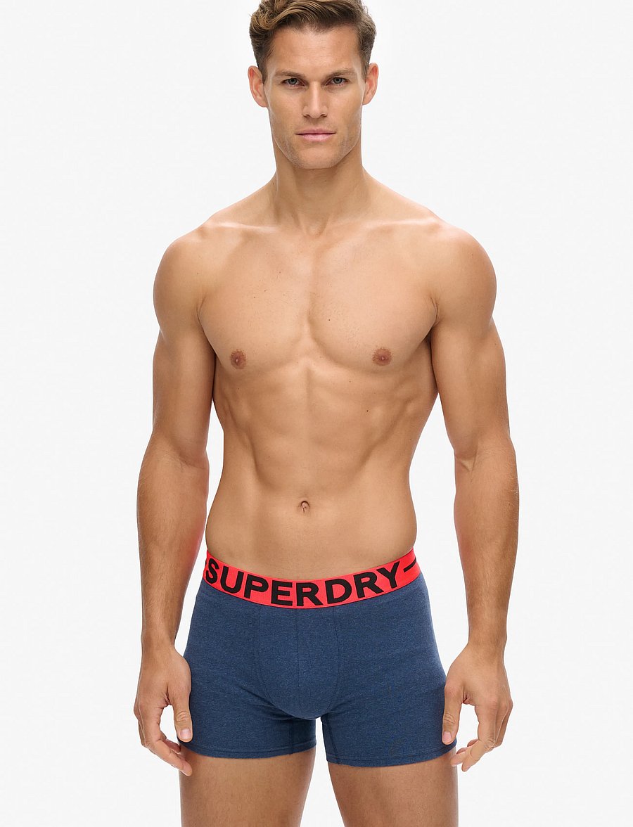 Superdry - BOXER TRIPLE PACK - majtki w wielopaku - dark indigo blue marl/bright orange marl - 0
