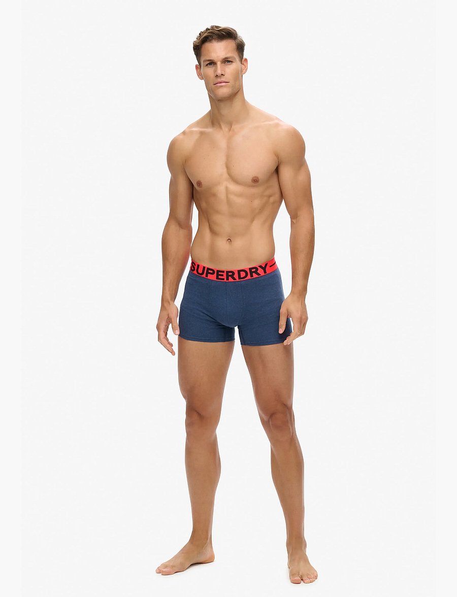 Superdry - BOXER TRIPLE PACK - majtki w wielopaku - dark indigo blue marl/bright orange marl - 5