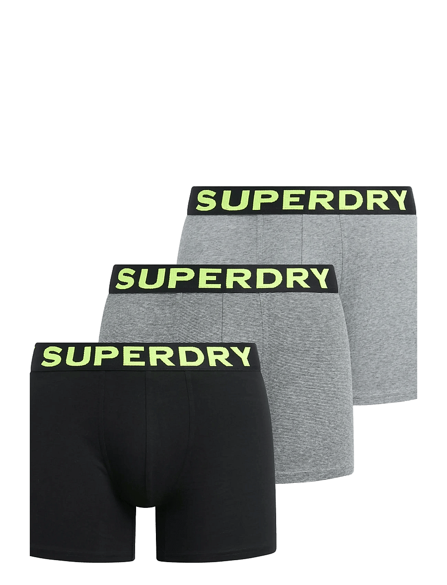 Superdry - BOXER TRIPLE PACK - trunks - ath grey feeder/blk stripe/blk - 1