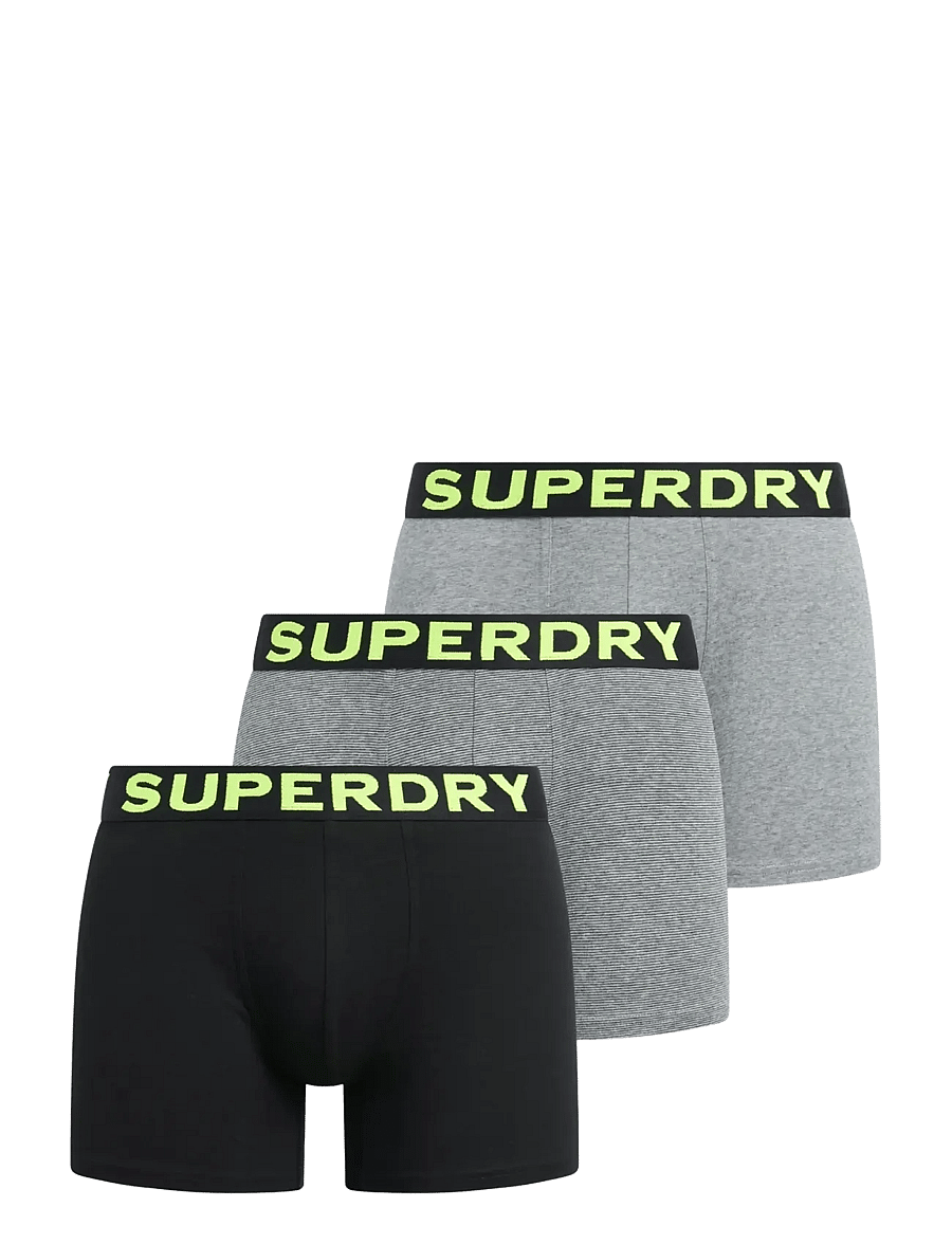 Superdry - BOXER TRIPLE PACK - trunks - ath grey feeder/blk stripe/blk - 3