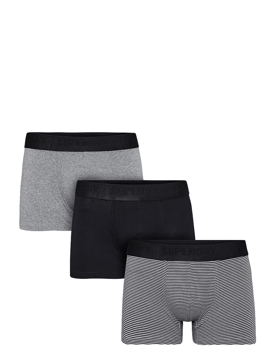Superdry - TRUNK TRIPLE PACK - bokserid - black/black strpe/noos gry mrl - 1