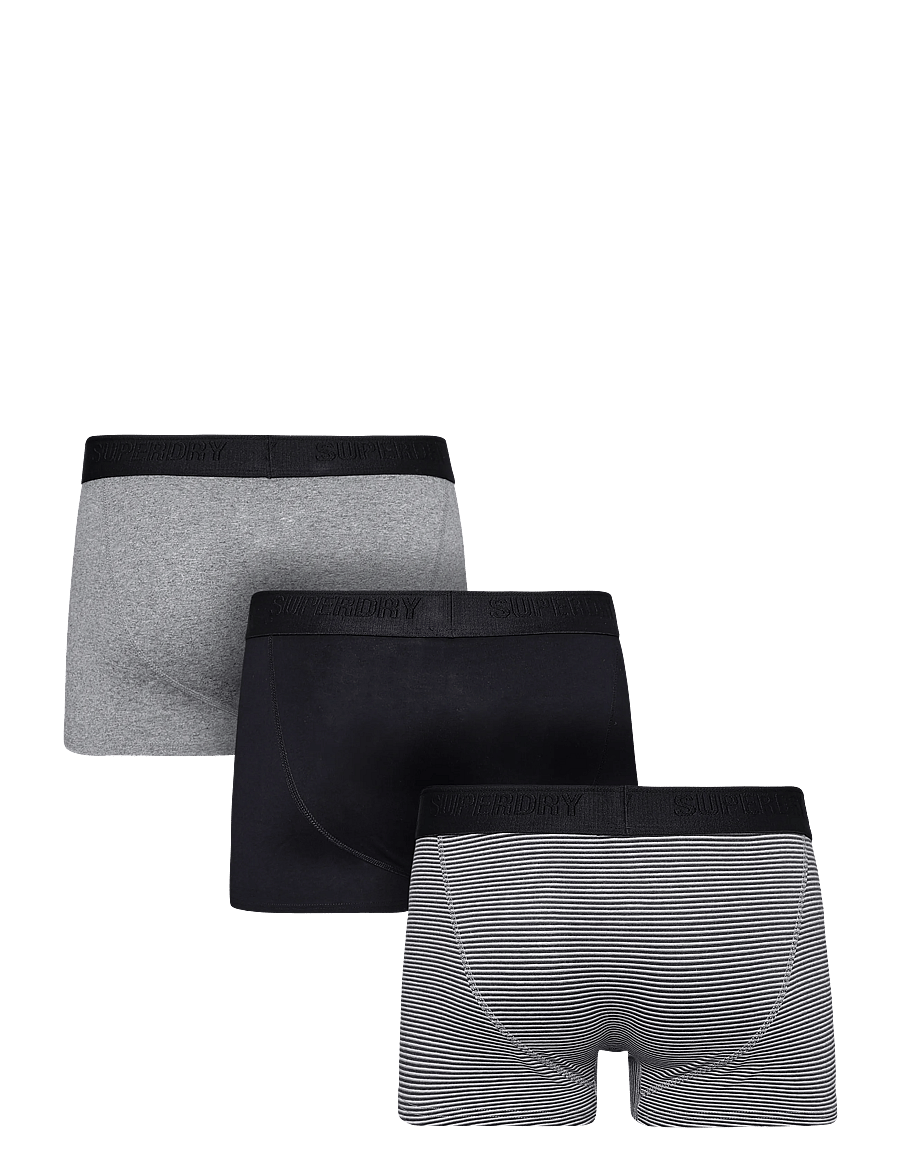 Superdry - TRUNK TRIPLE PACK - bokserid - black/black strpe/noos gry mrl - 2