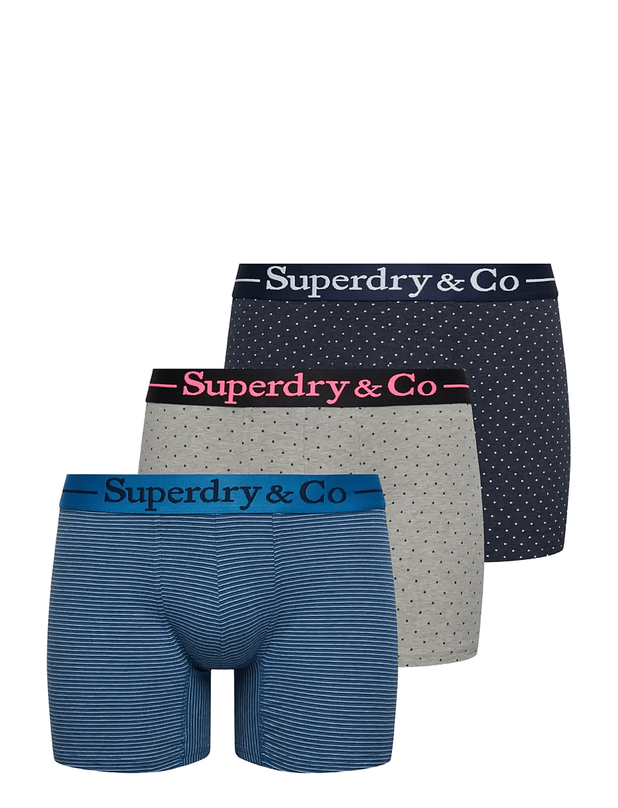 Superdry - SDRY & CO BOXER TRIPLE PACK - boxershorts - blue polka/stripe - 3