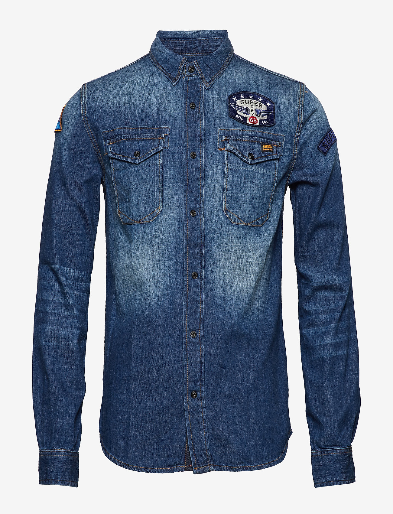Superdry - DRAGWAY PATCH DENIM L/S SHIRT - freeway blue - 0