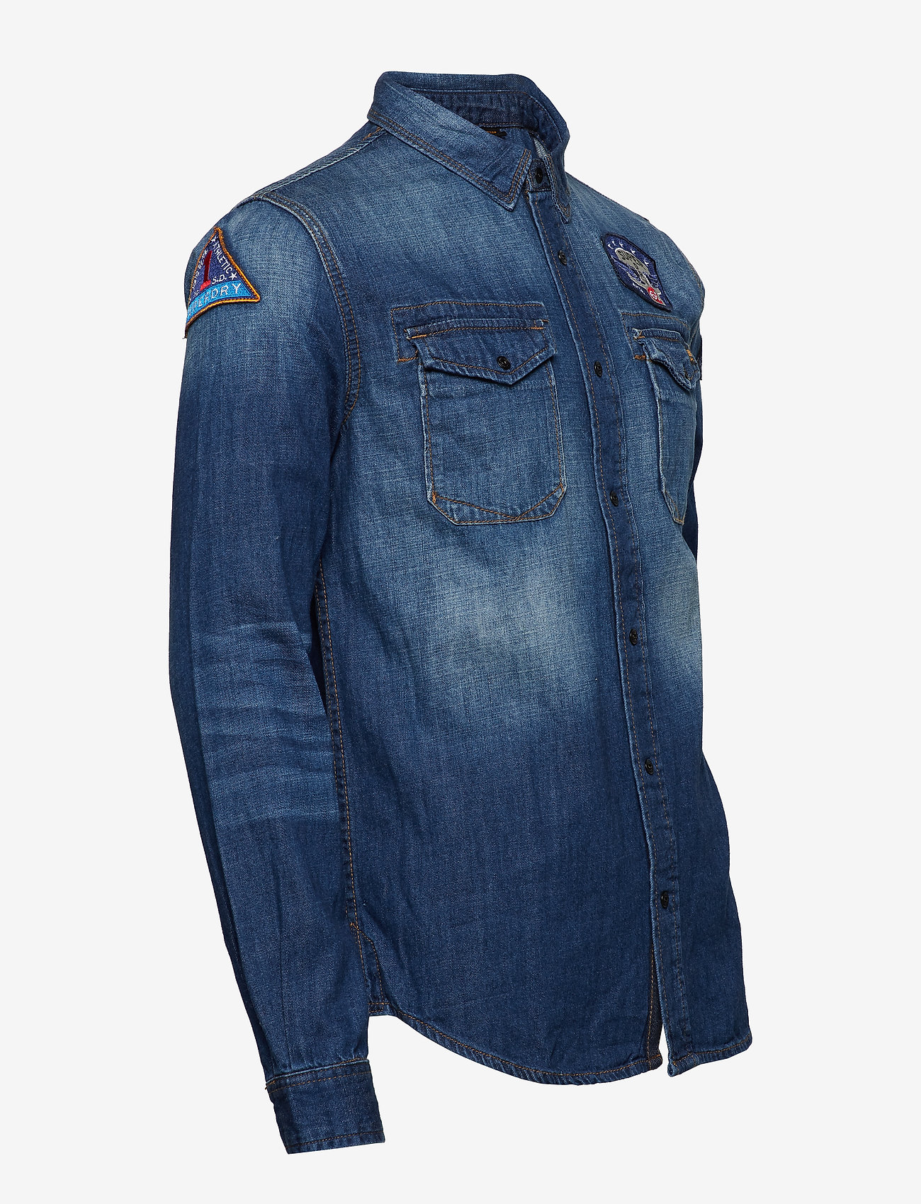 Superdry - DRAGWAY PATCH DENIM L/S SHIRT - freeway blue - 3