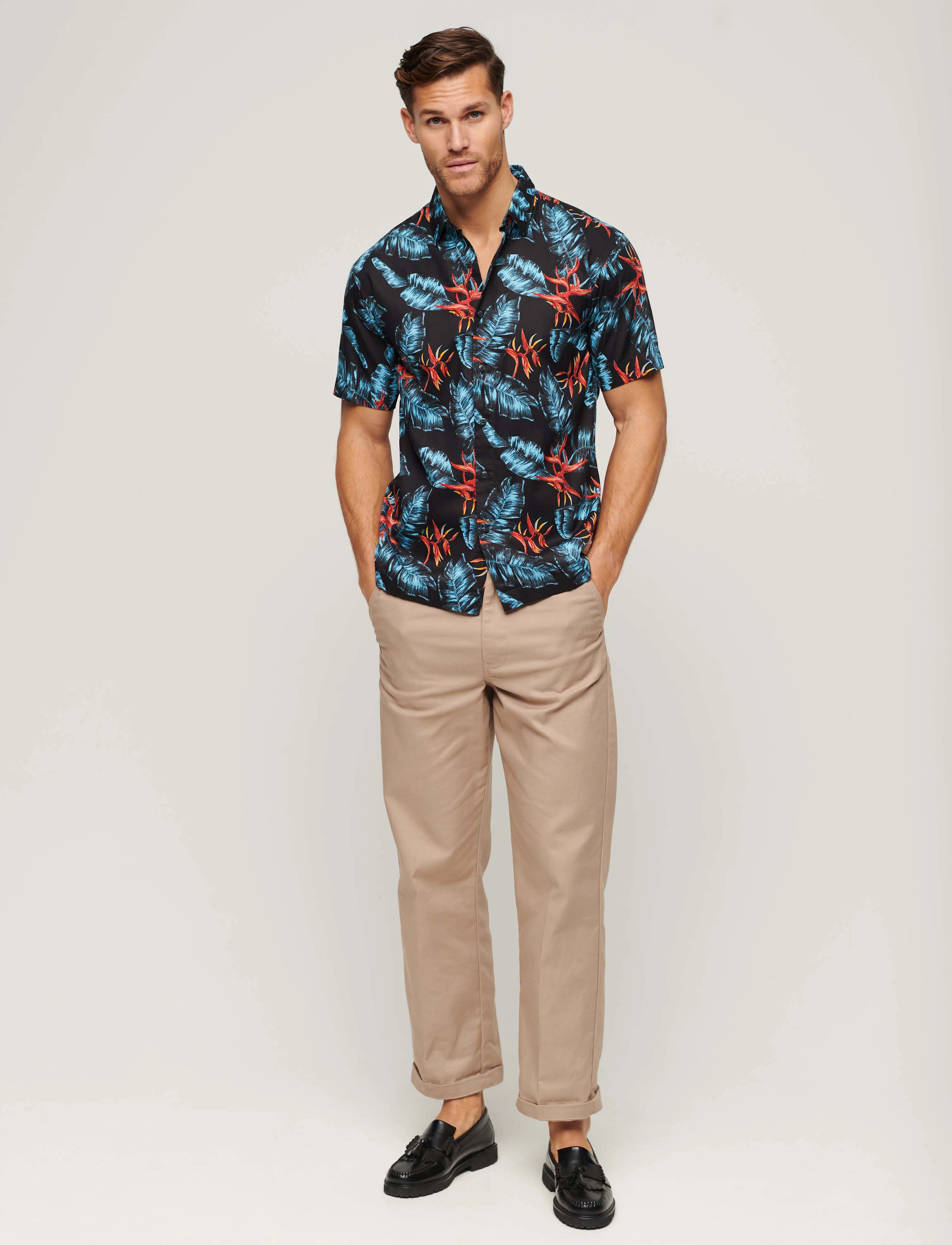 Superdry - HAWAIIAN SHIRT - dark navy fire - 4