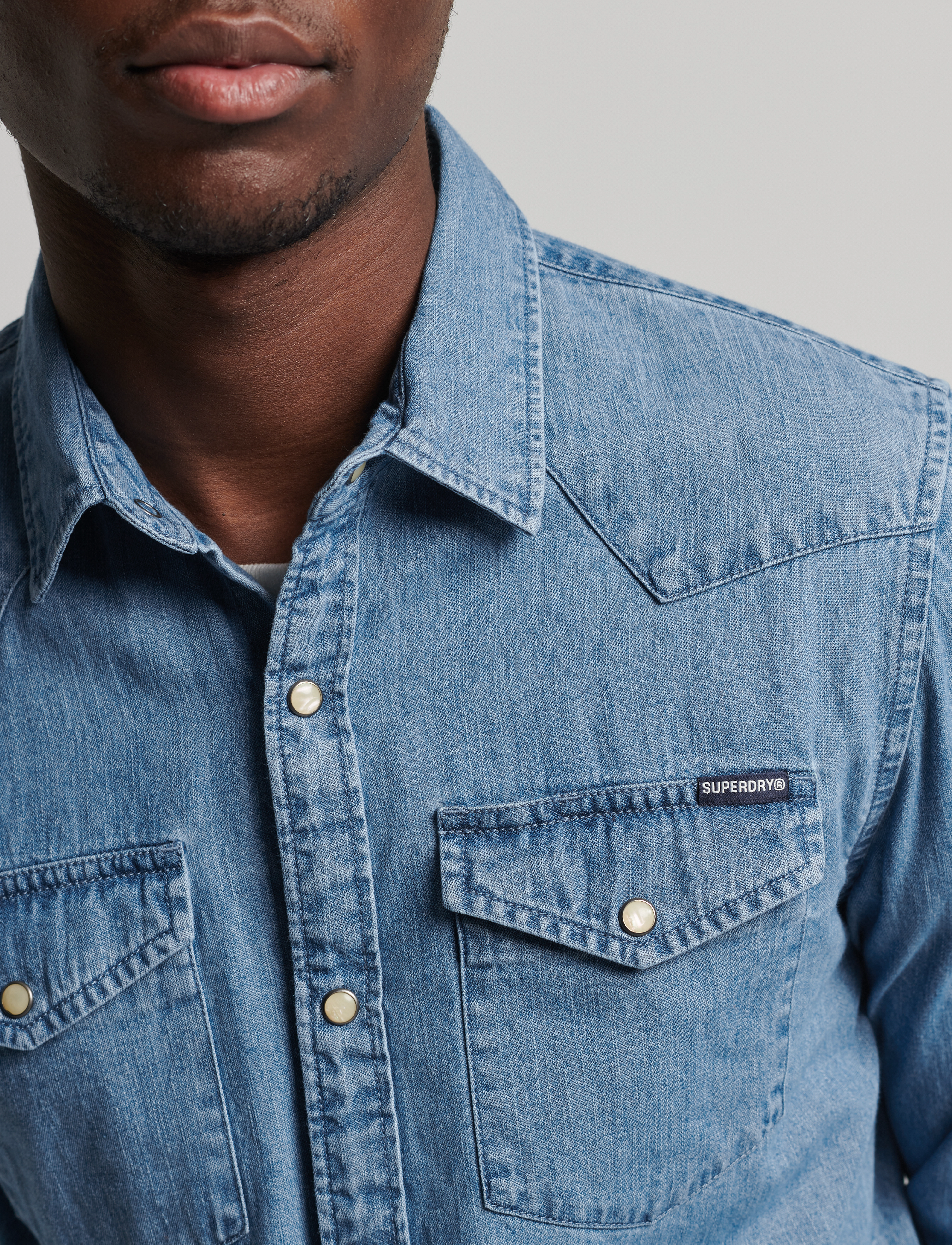 Superdry - VINTAGE WESTERN SHIRT - light wash - 4