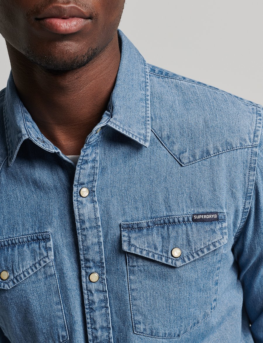 Superdry - VINTAGE WESTERN SHIRT - light wash - 4