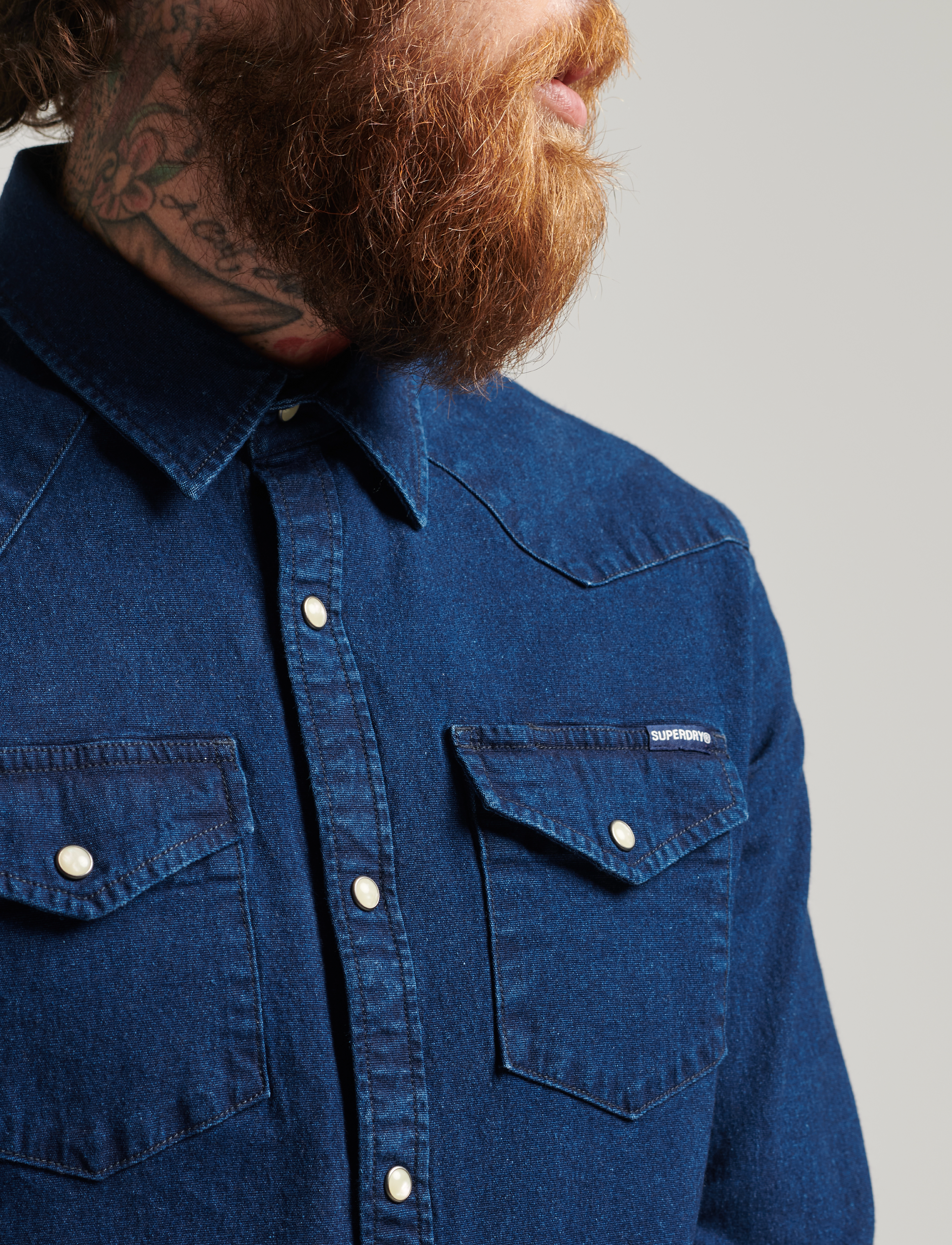 Superdry - VINTAGE WESTERN SHIRT - indigo mid wash - 4