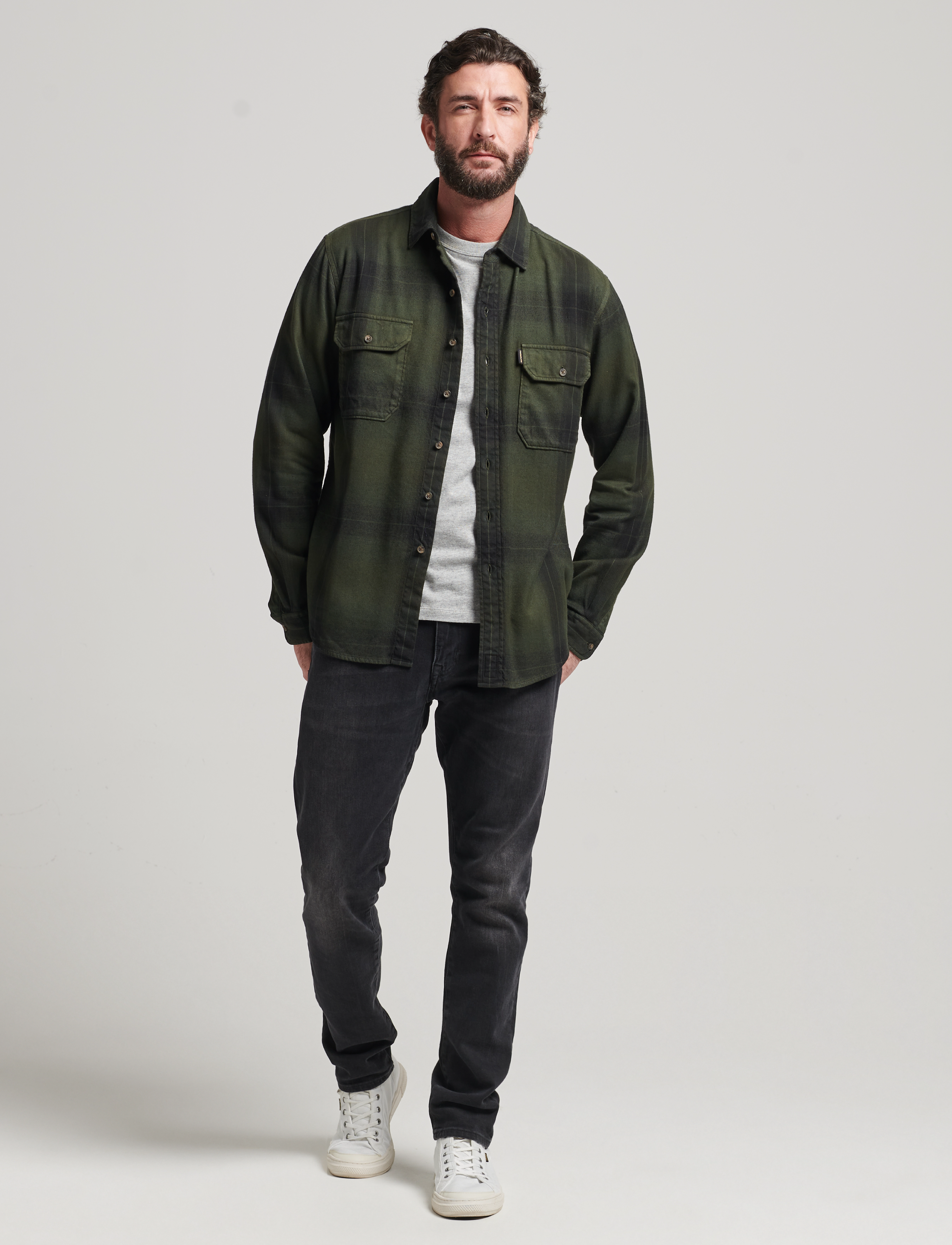 Superdry - VINTAGE CHECK FLANNEL SHIRT - blacksmith ombre olive - 3