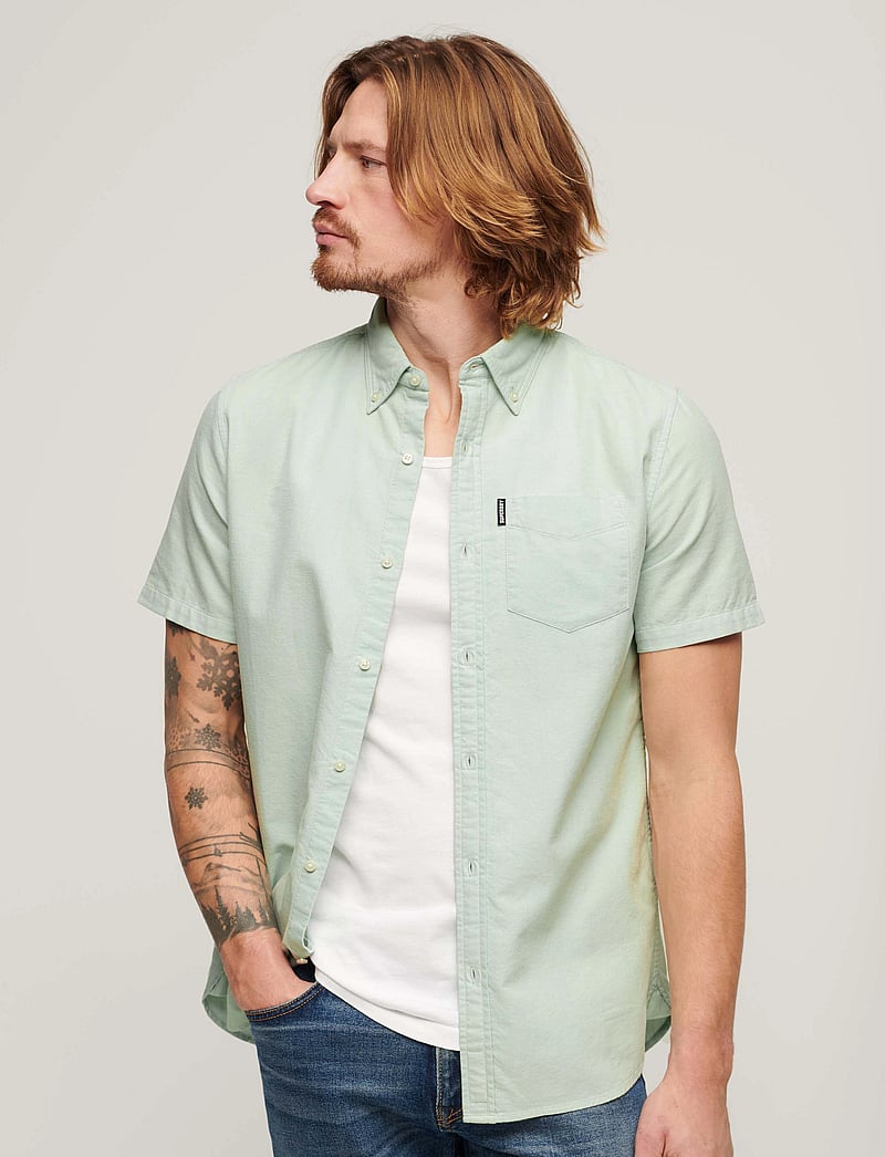 Superdry - VINTAGE OXFORD S/S SHIRT - oxford-hemden - light green - 0