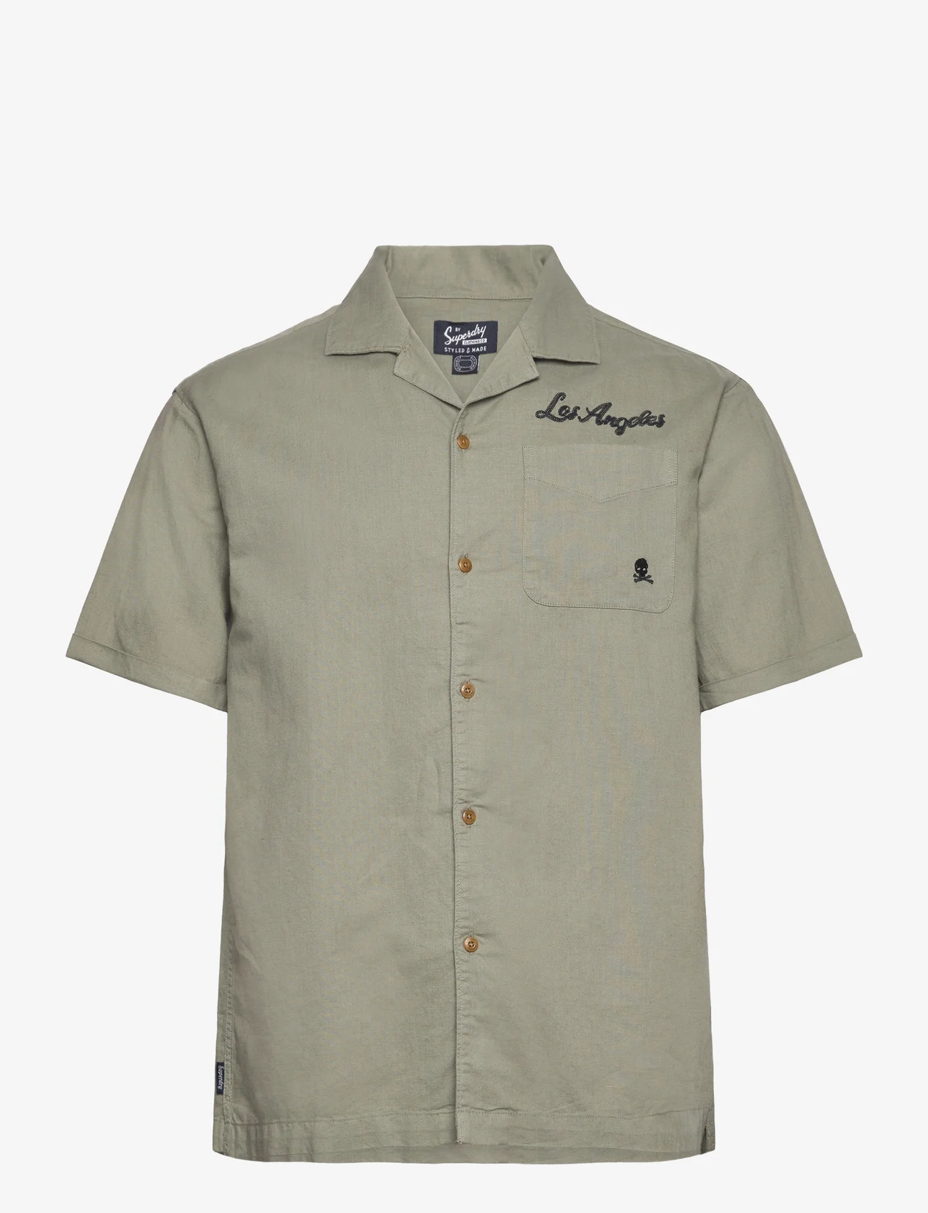 Superdry - VINTAGE RESORT S/S SHIRT - linen shirts - light khaki green - 0