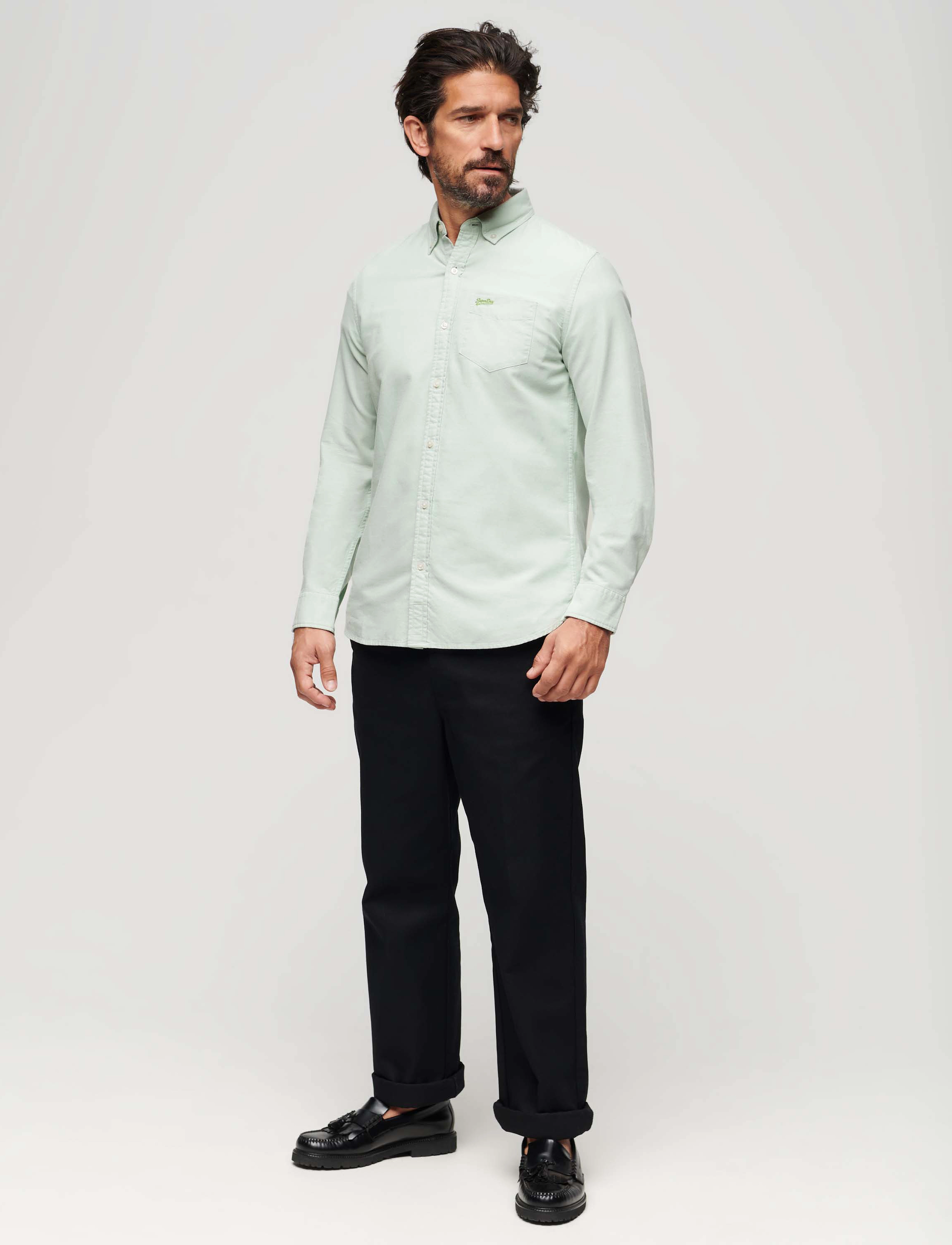 Superdry - COTTON L/S OXFORD SHIRT - oxford skjorter - light green - 4