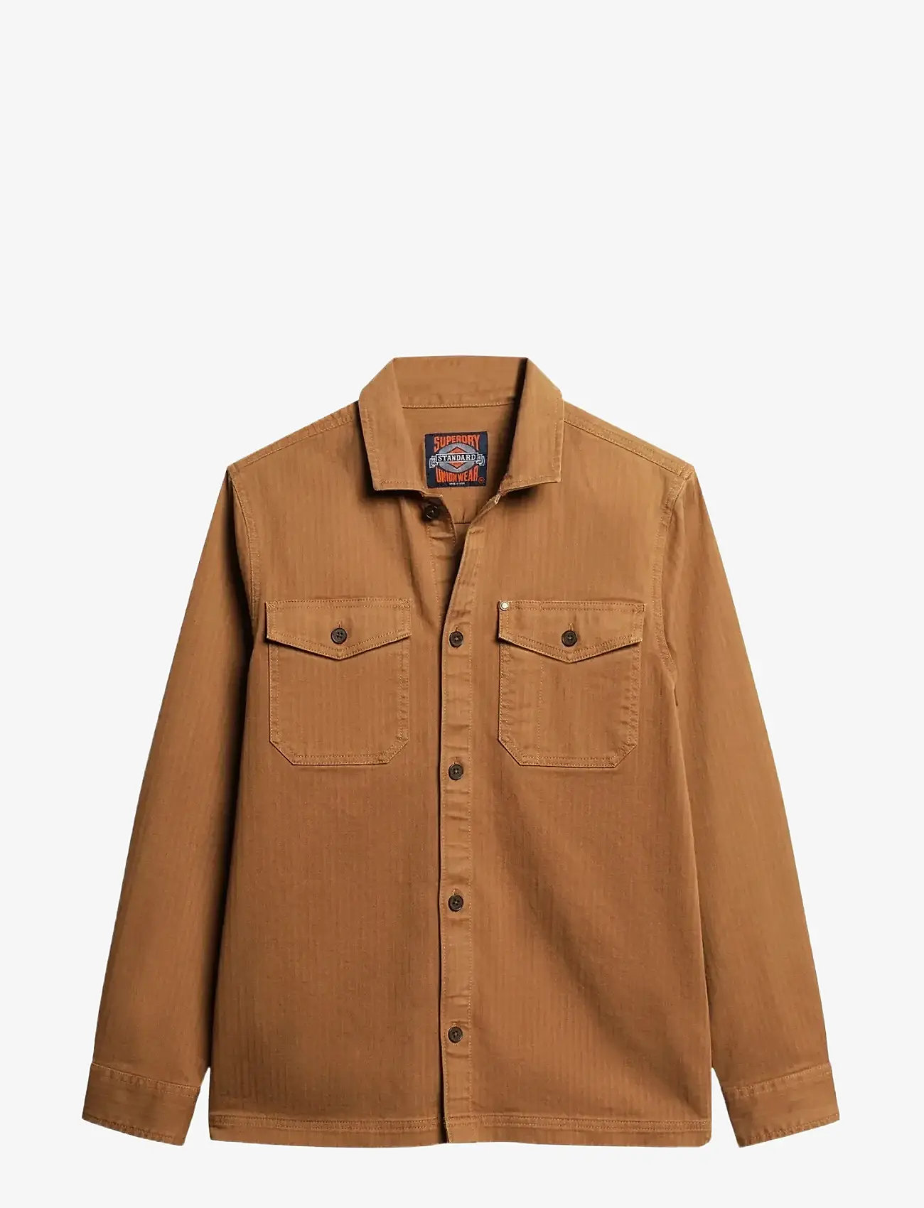 Superdry - MERCHANT HERRINGBONE OVERSHIRT - kollektioner - denim co tobacco brown - 1