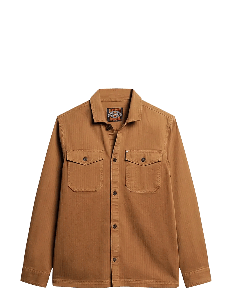 Superdry - MERCHANT HERRINGBONE OVERSHIRT - collections - denim co tobacco brown - 1