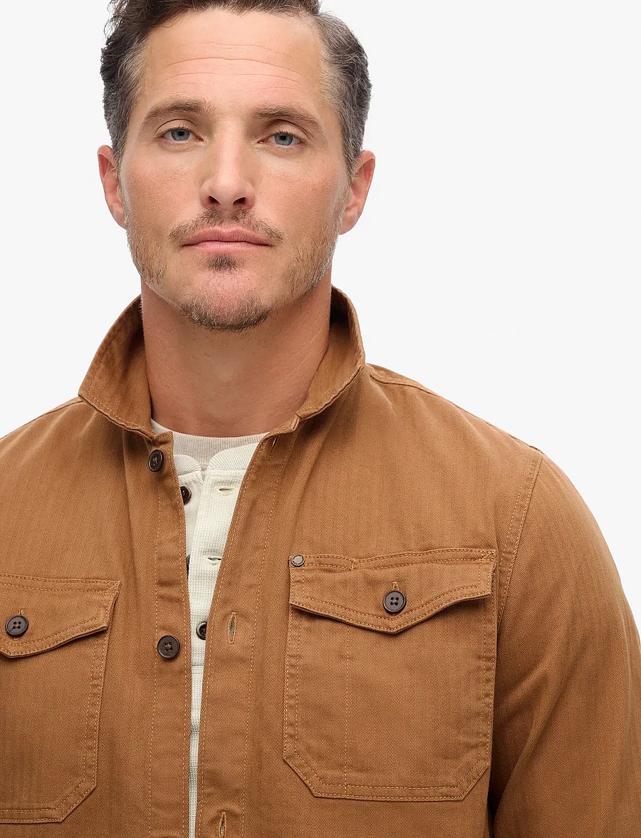 Superdry - MERCHANT HERRINGBONE OVERSHIRT - kollektionen - denim co tobacco brown - 2